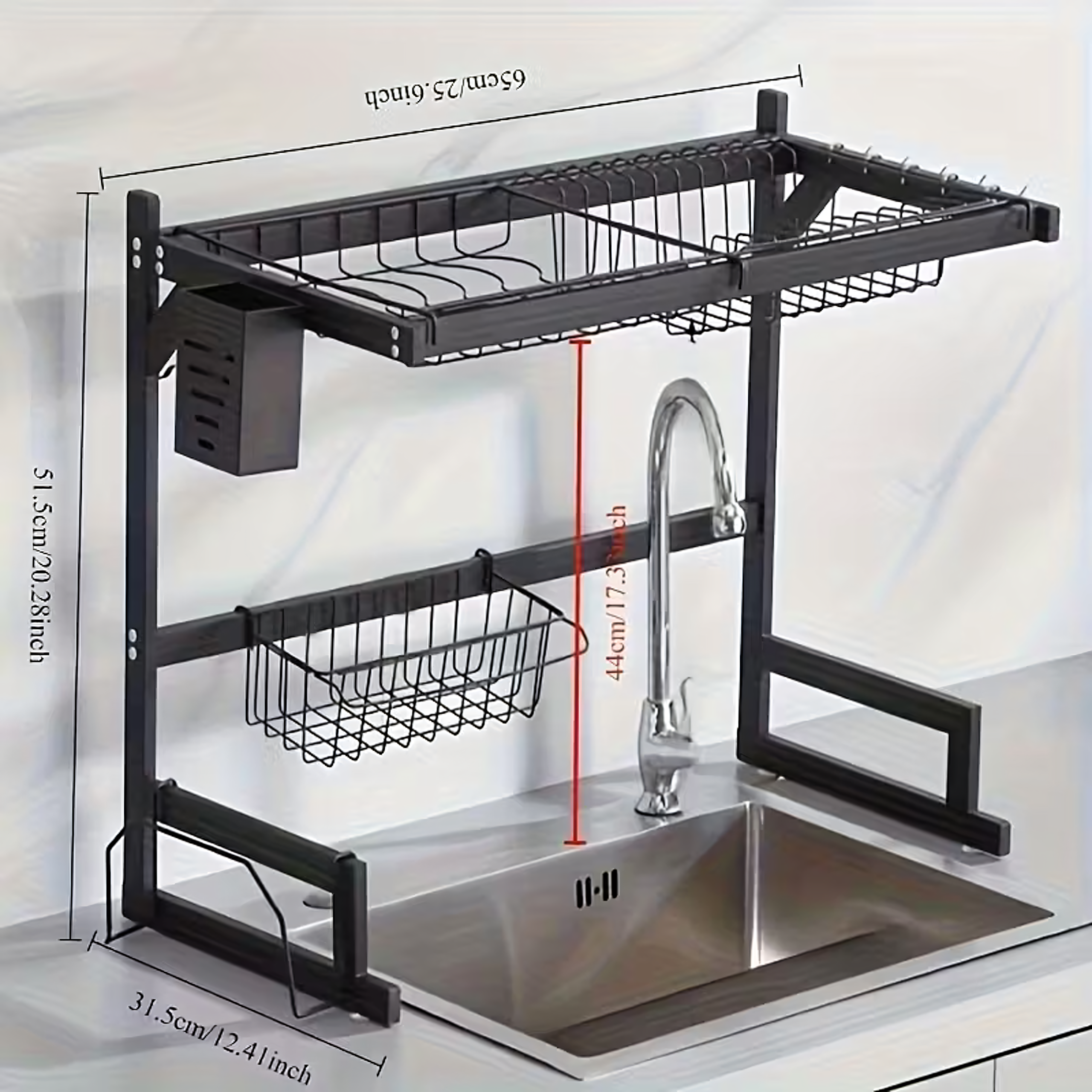 Two-Tier Dish Drying Rack for Dishes with a Board Holder