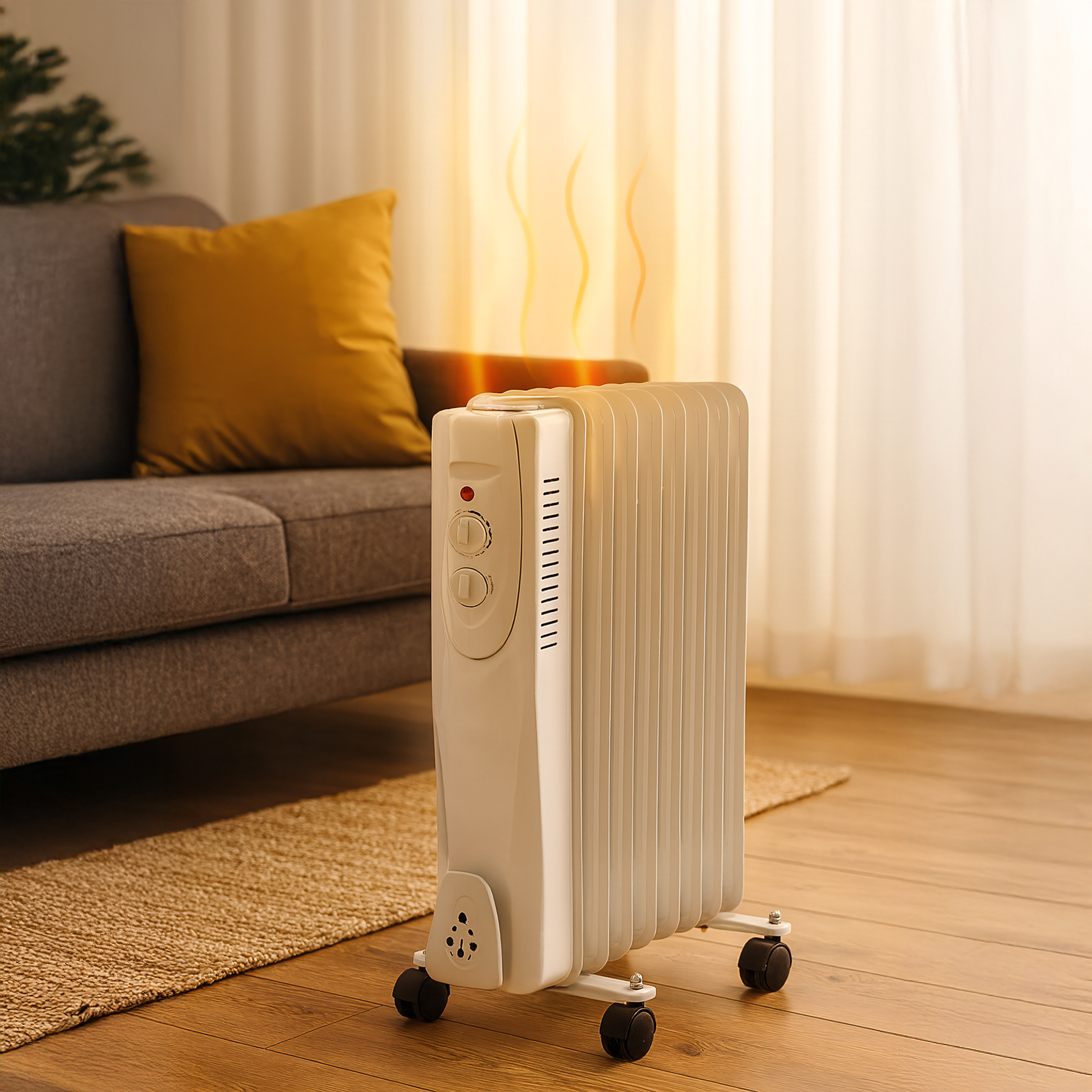 Electric Oil Radiator Thermostat Energy-Saving 1500W 7-Rib Large