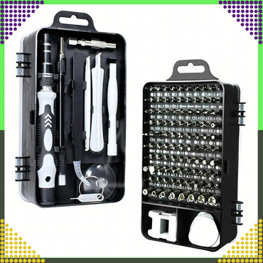 Täpsus-kruvikeerajate komplekt 115-osaline – Torx, PH, PZ, Hex, Bitid + abivahendid