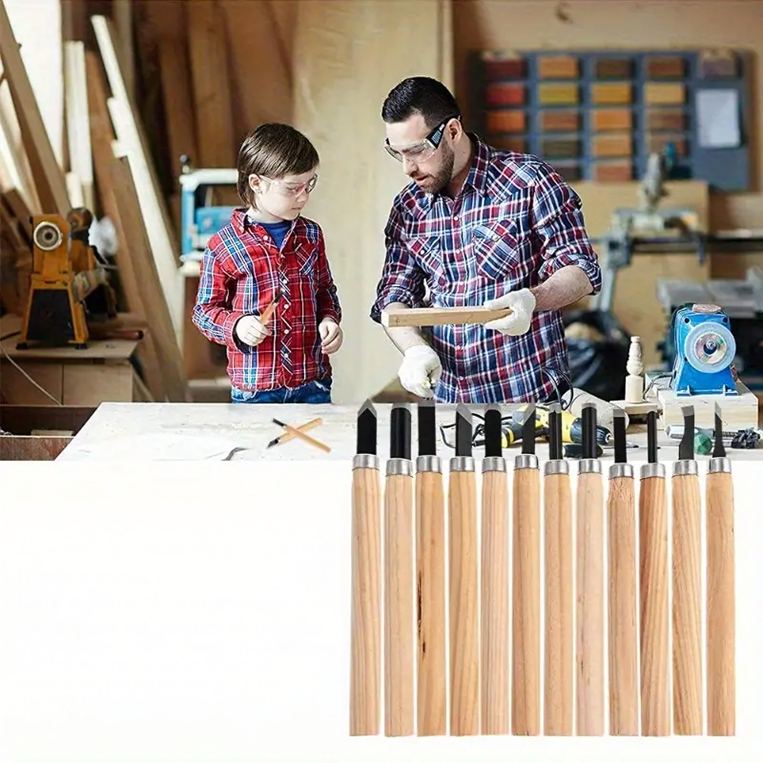 12-osaline puidunikerduspeitlite komplekt puidust käepidemetega 12 tk