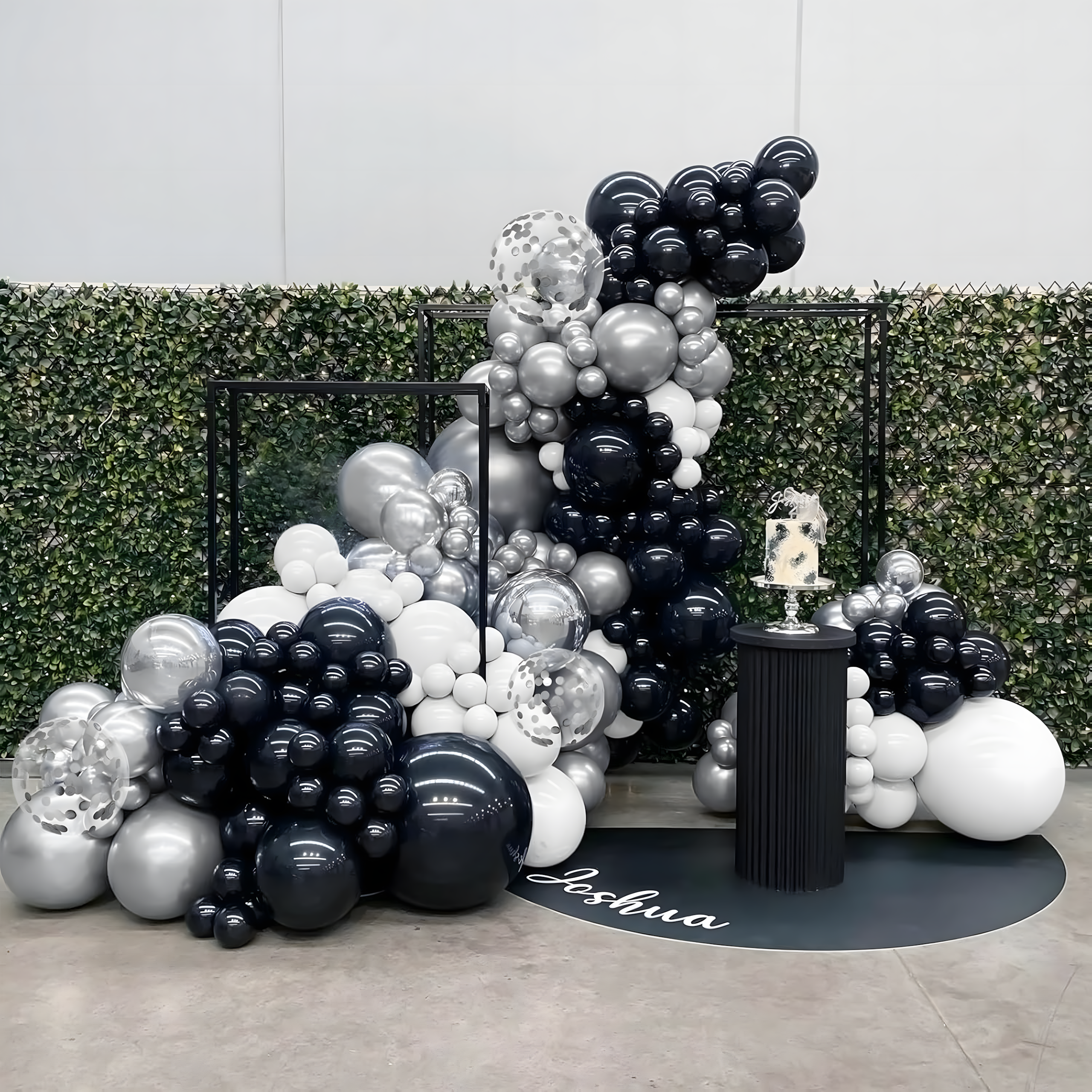 Õhupallikaare komplekt sünnipäeva õhupallid Black hõbedane valge 107 tk