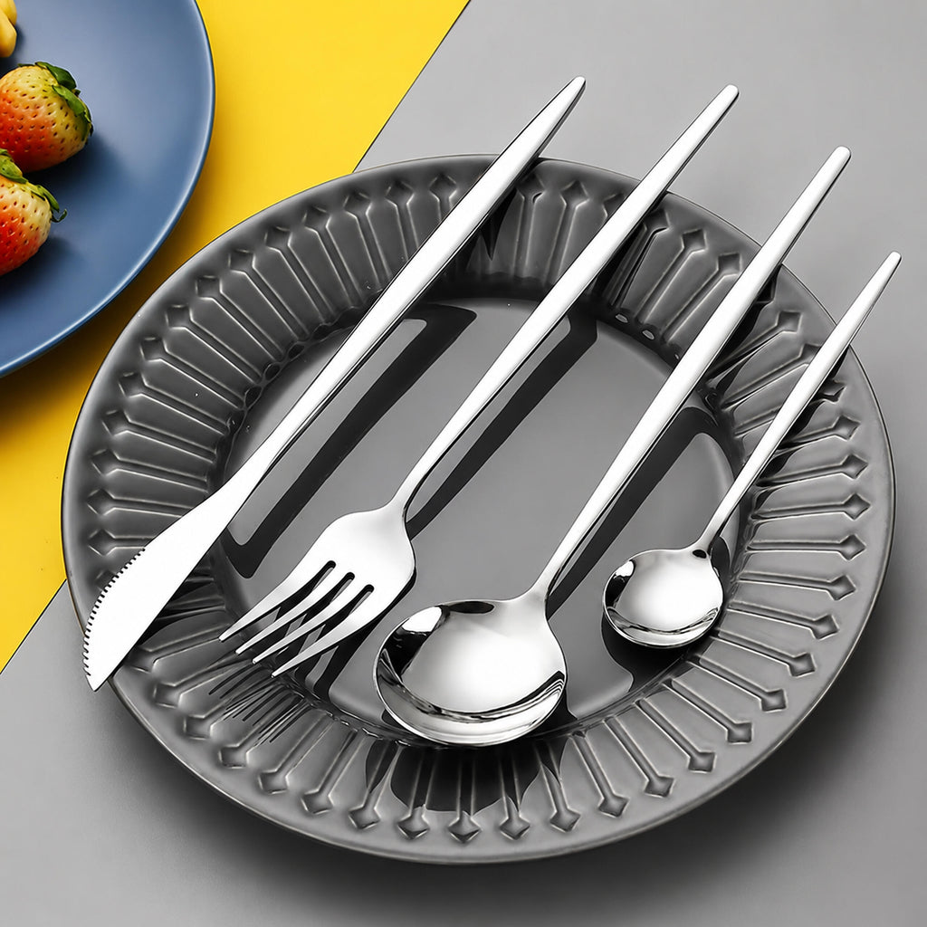 24-Piece Cutlery Set for 6 People with Glossy Finish and Box