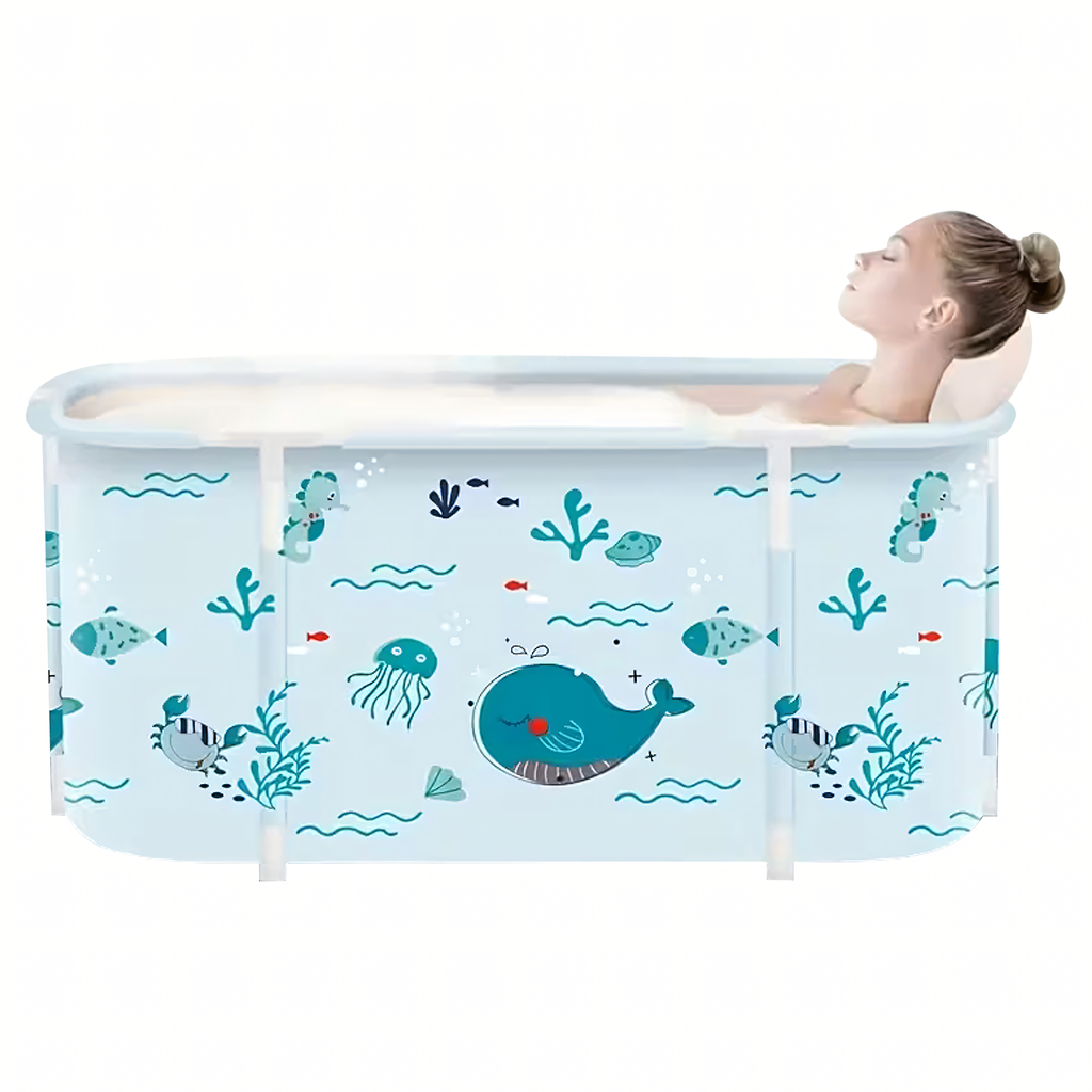 Foldable Portable Home Bathtub with Frame and Pillows