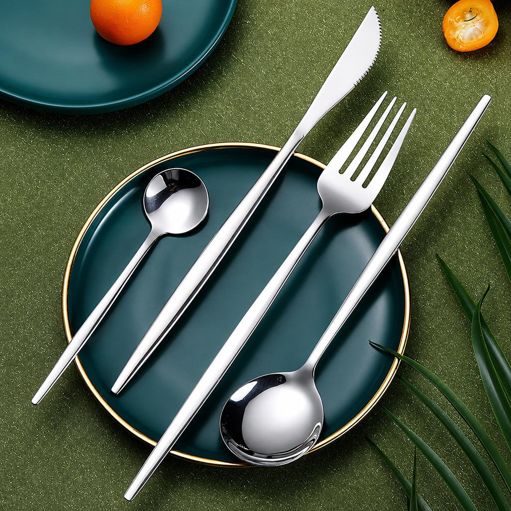 24-Piece Cutlery Set for 6 People with Glossy Finish and Box