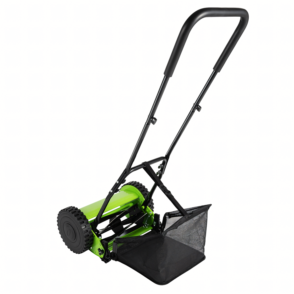 16" 40 cm Manual Reel Push Lawn Mower with Grass Catcher