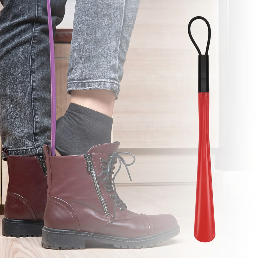 Shoehorn Plastic Red 48 cm Long with Hook