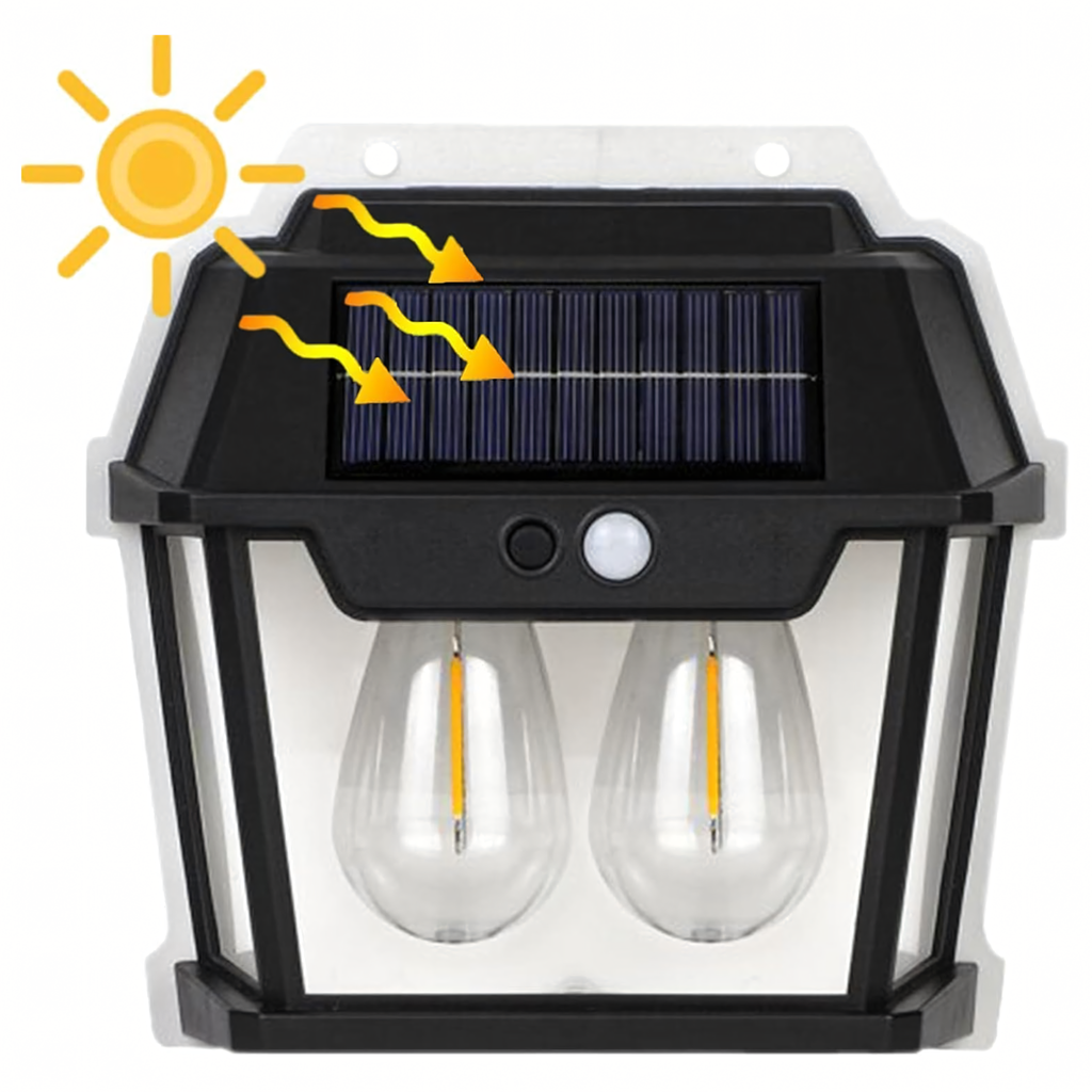 Double LED Solar Wall Light with Motion Sensor for Garden and Exterior (F15)
