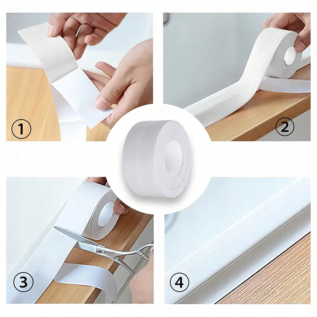 Veekindel tihendusteip köögi, vannitubade ja vannide jaoks 3.8 cm x 5 m