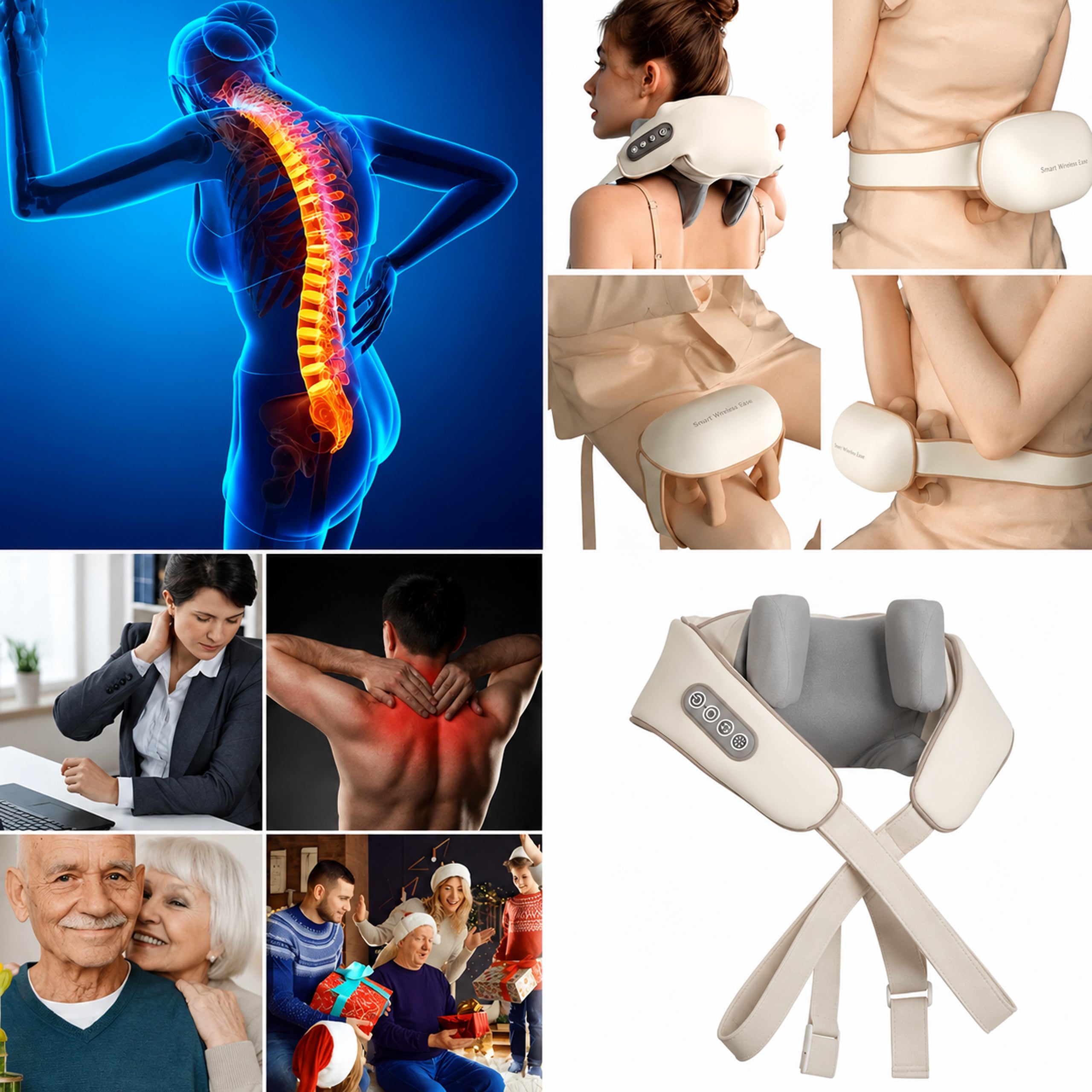 Shiatsu kaela-, turja- ja seljamasseerija soojendava kraega RC-K-1812-14205