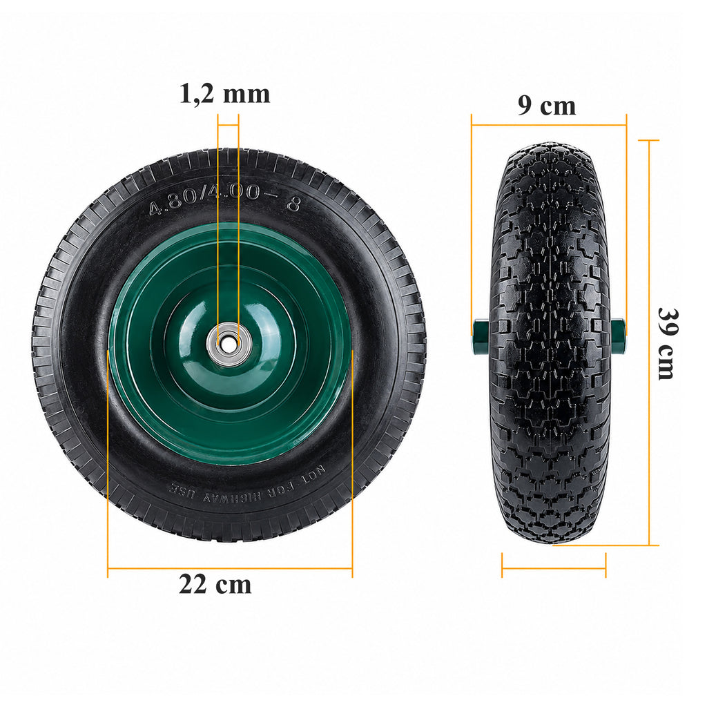 Käsikäru komplektratas 2PR 4.80/4.00-8 sisekummi ja teljega RC-K-2531-15581