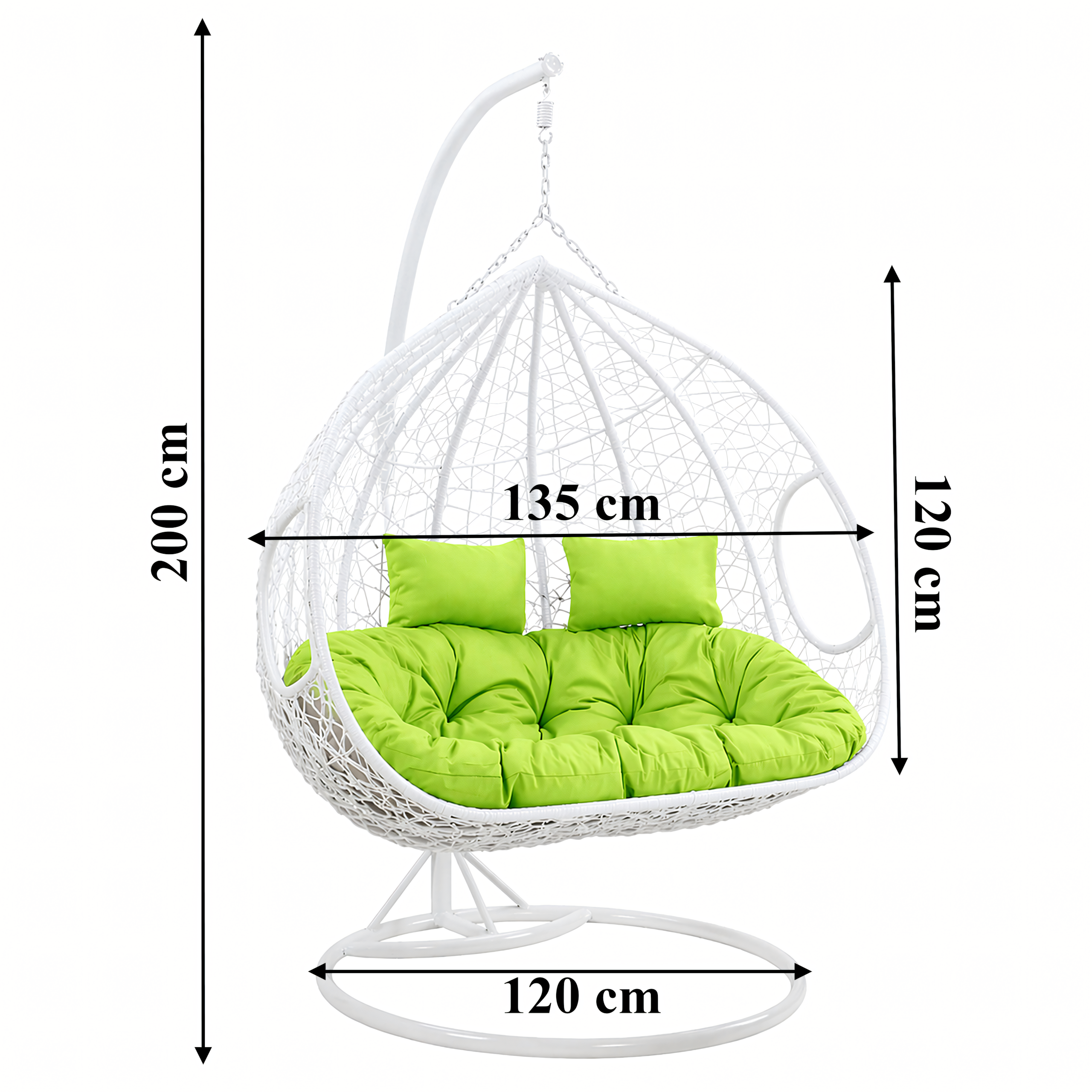 Double Hanging Cocoon Chair Swing Basket 200kg White