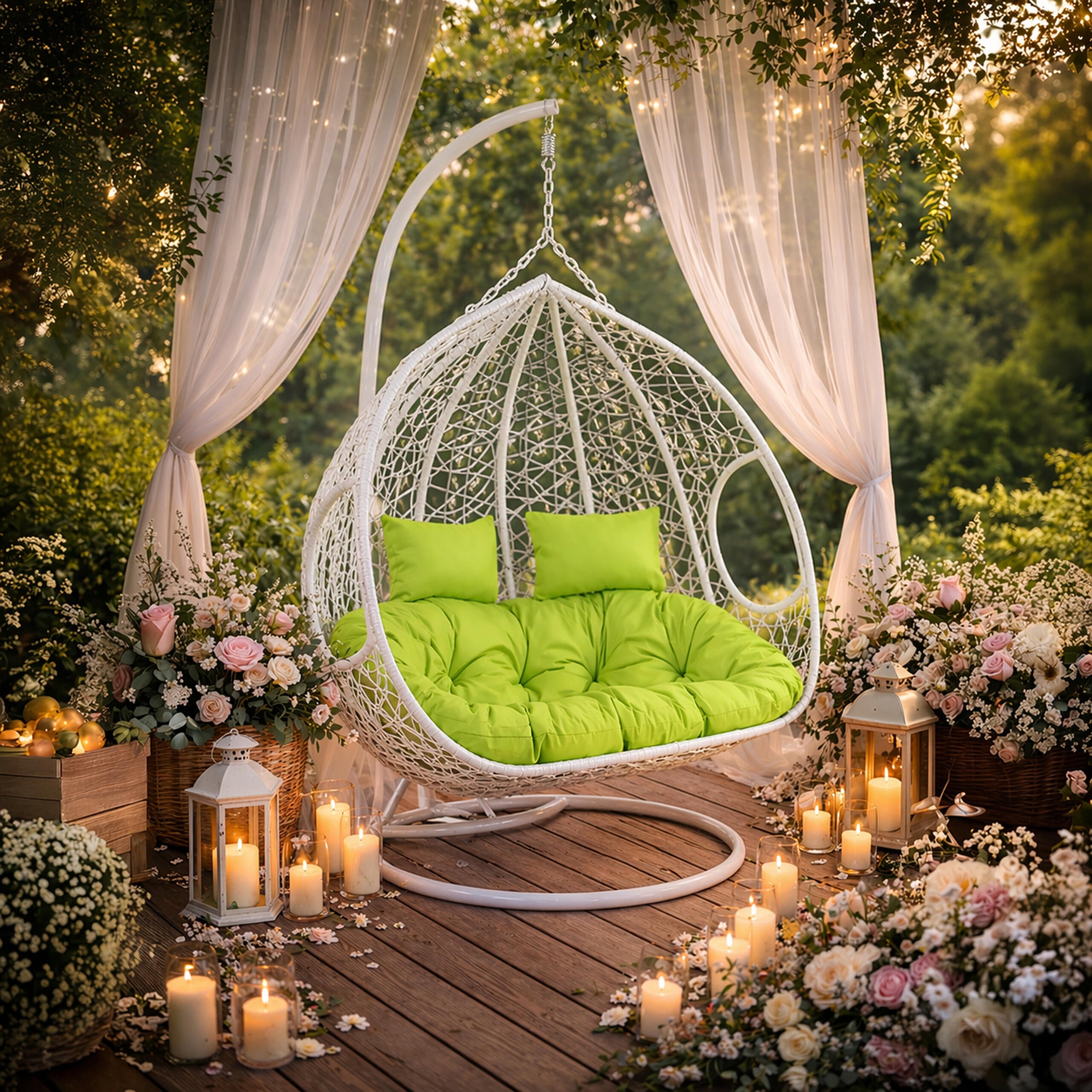 Double Hanging Cocoon Chair Swing Basket 200kg White
