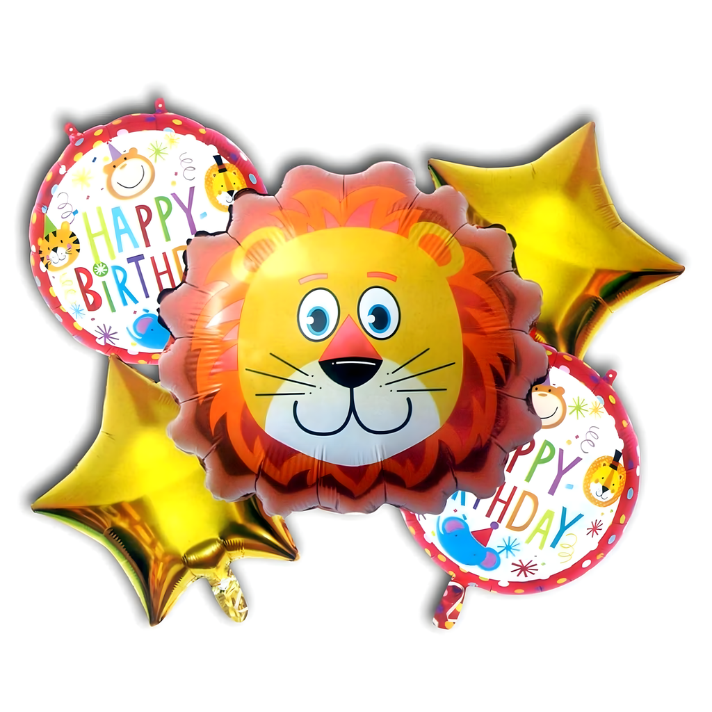 Set of Birthday Balloons Lion Animals for Birthday Party 5 pcs