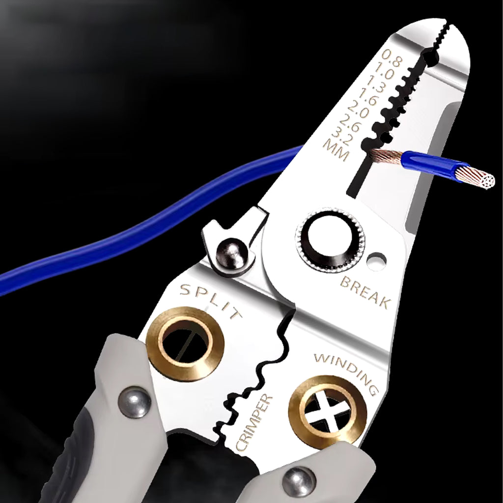 7-in-1 Cable Insulation Stripping and Connector Crimping Pliers 0.8-3.2 mm