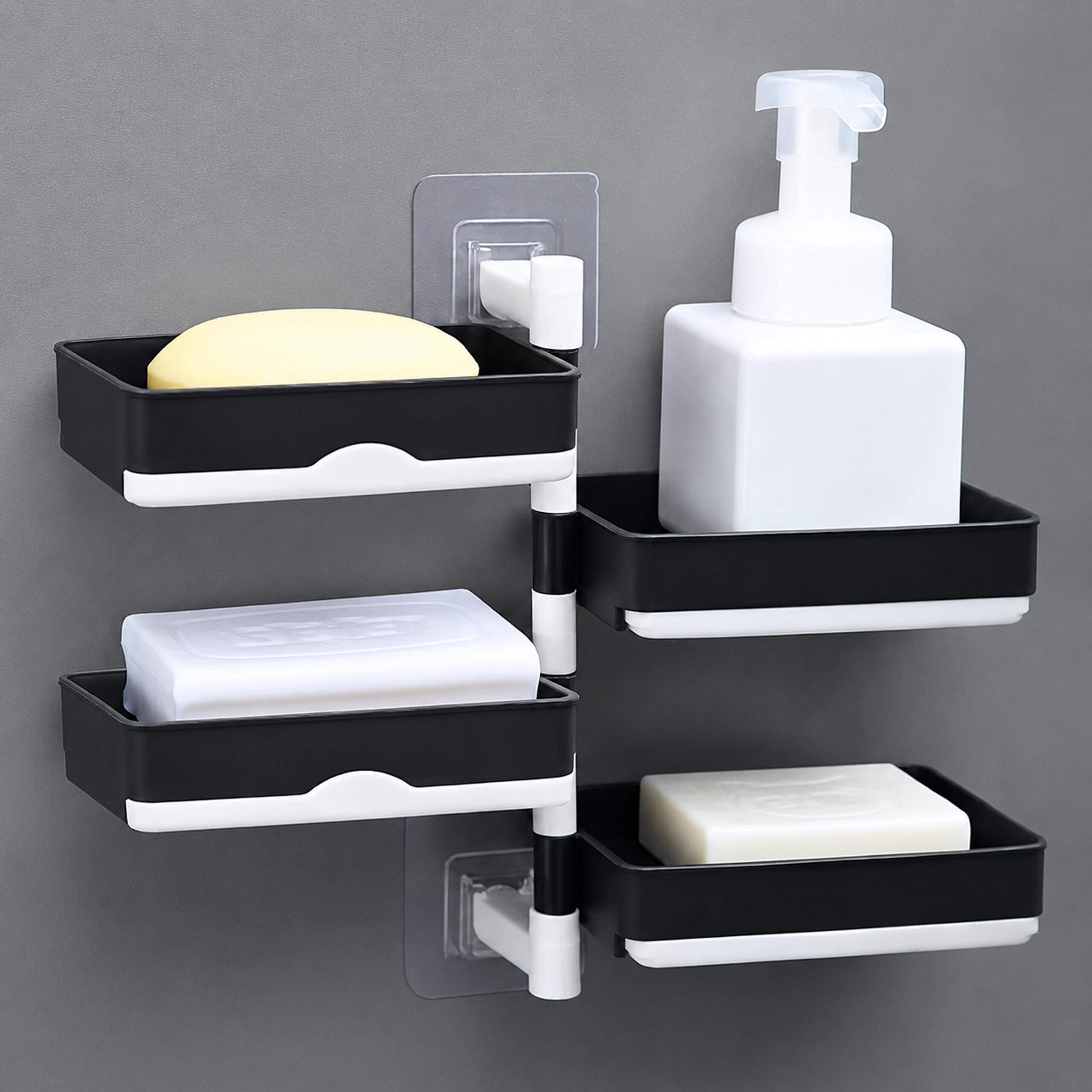 432x Bathroom Soap Dish 4-Tier Rotating Shelf with Drain