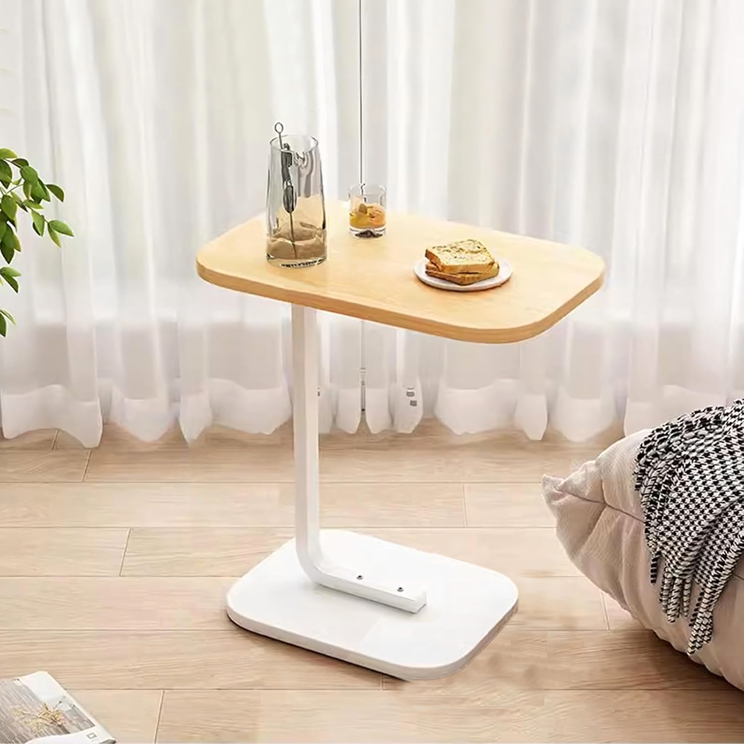 C-Shaped Modern Side Coffee Table for the Living Room