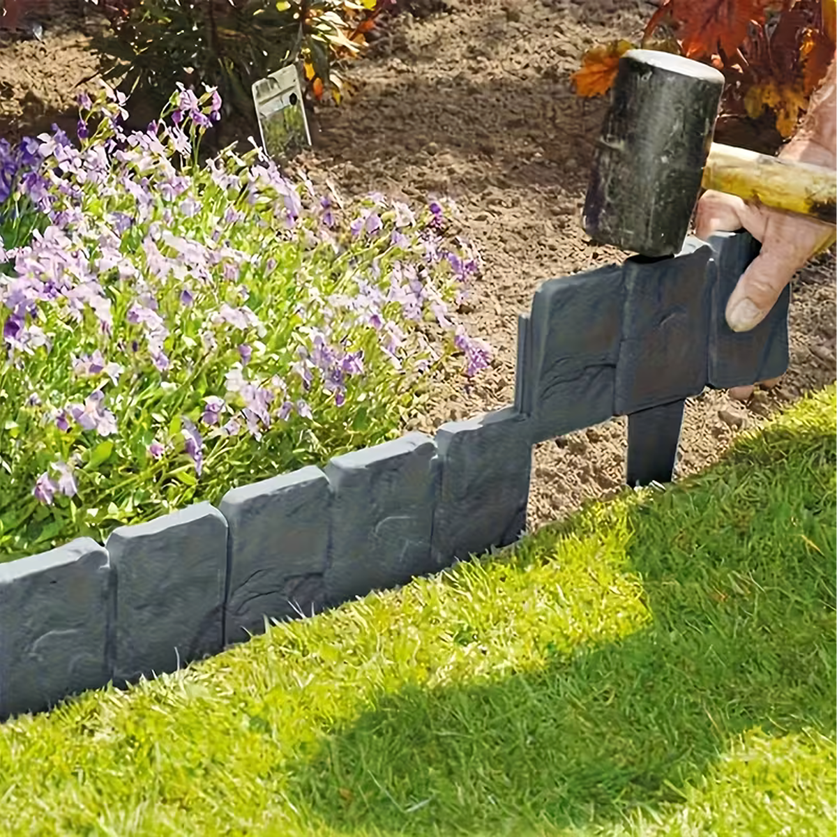 Garden Edging Palisade Lawn Border Stone Split Gray 250 cm