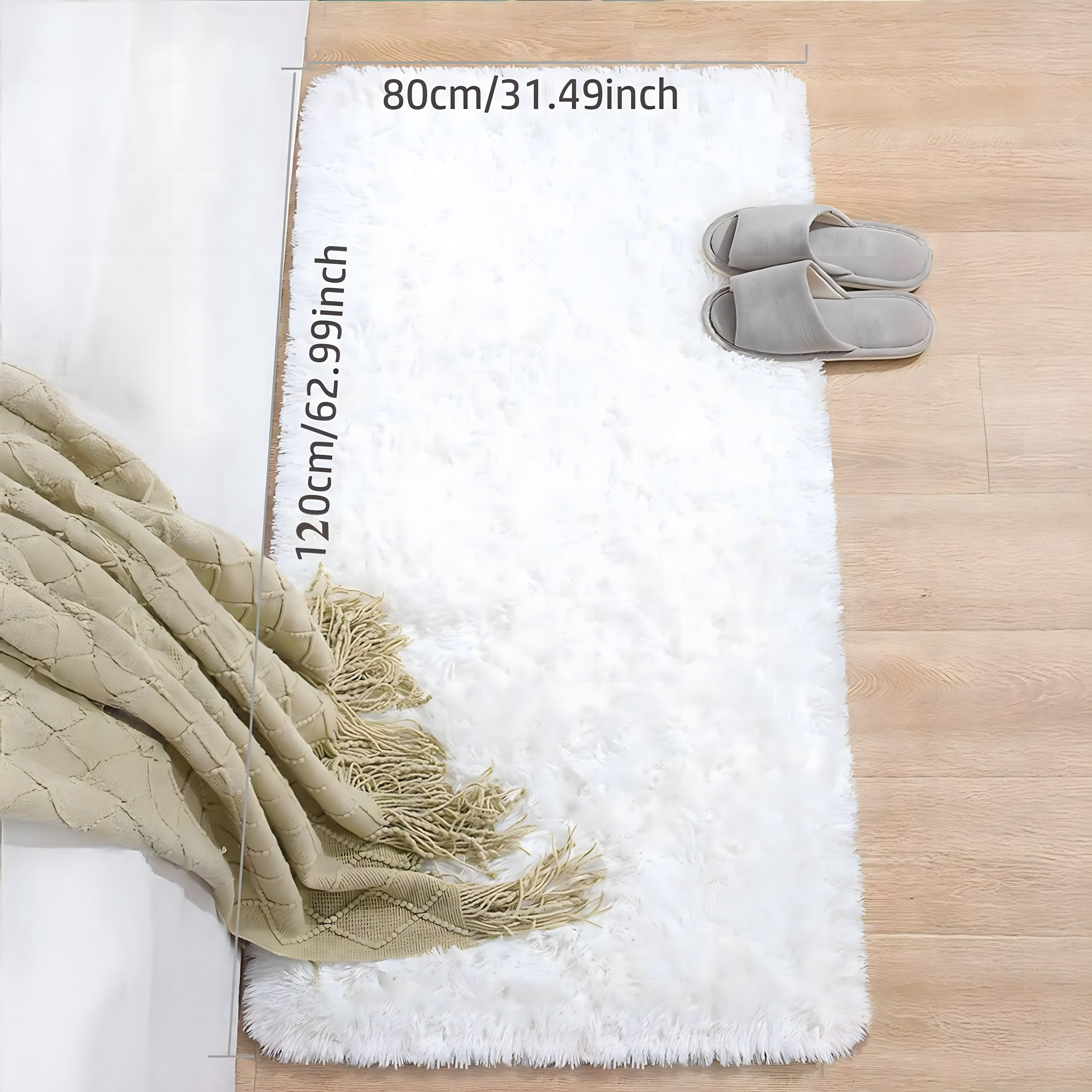 360x Plush Soft Shaggy Carpet Dense Woolly Large Fluffy for Living Room 120x80cm