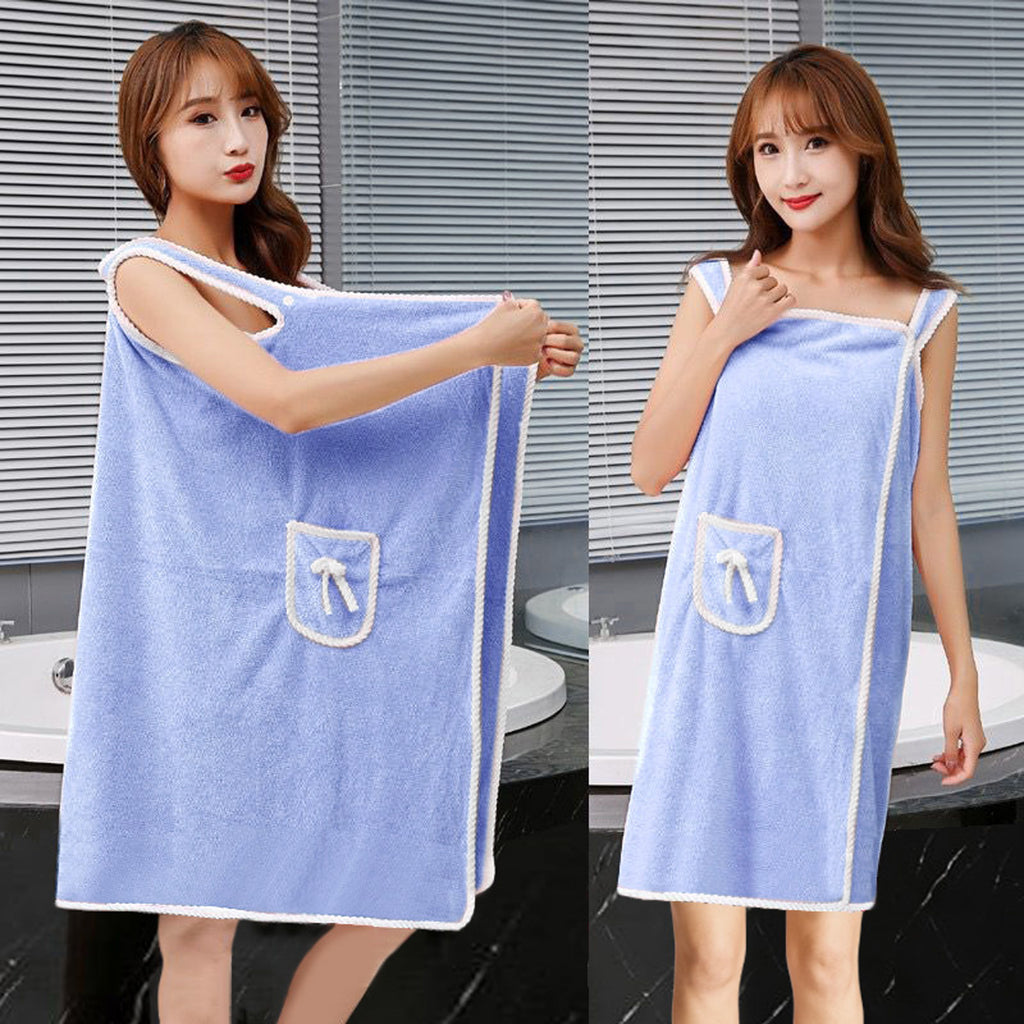 Bath Towel Tunic Sleeveless Robe Pareo Large 135 x 80 cm Blue