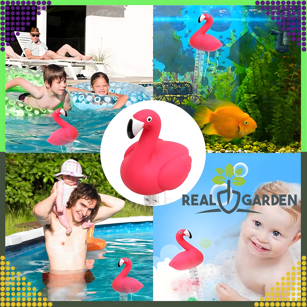 Ujuv basseinitermomeeter spaa ja basseini vee temperatuuri mõõtmiseks, flamingo, nööriga