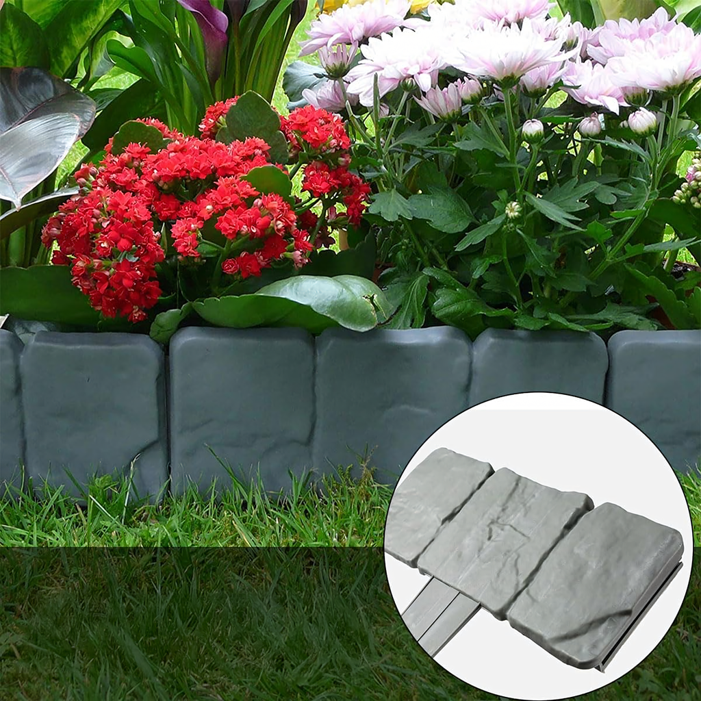 Garden Edging Palisade Lawn Border Stone Split Gray 250 cm