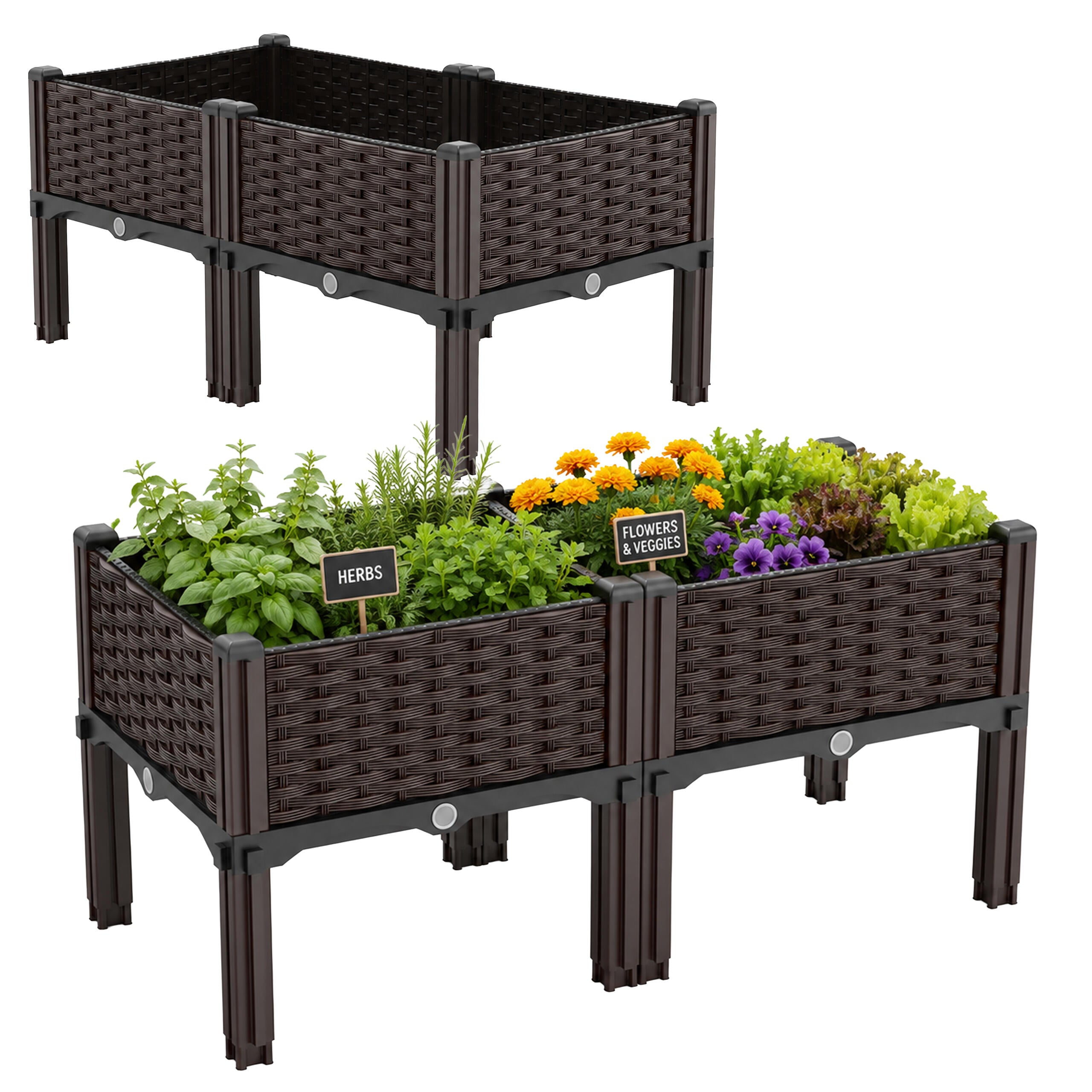 72x modulaarne kõrgendatud aiapeenra kast 80x40x38cm pruun