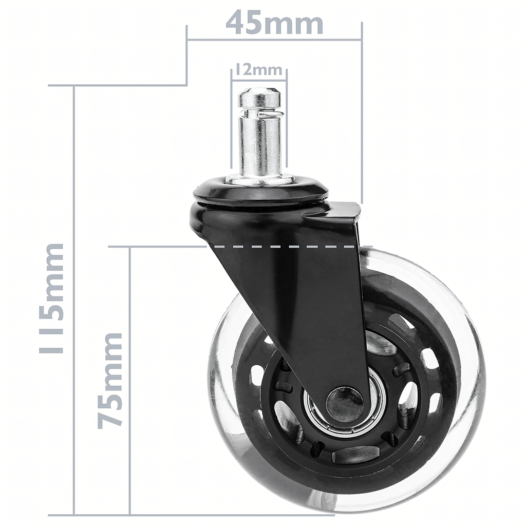 Ratastega kontoritooli ratastega tooli ratas, kumm, kautšuk, laagritega