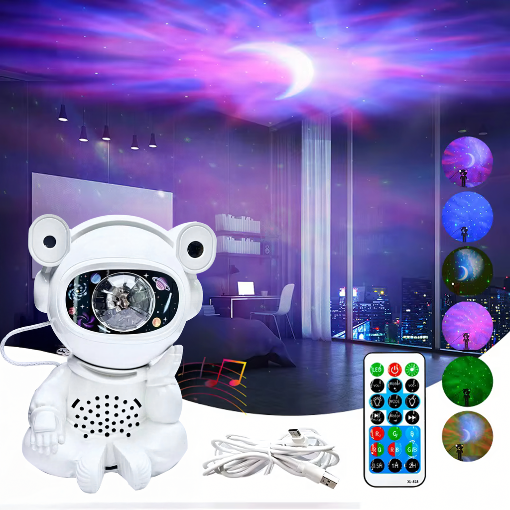 Astronaut Täheprojektor Öölamp Projektor Lastele Kosmos USB Kaugjuhtimispult