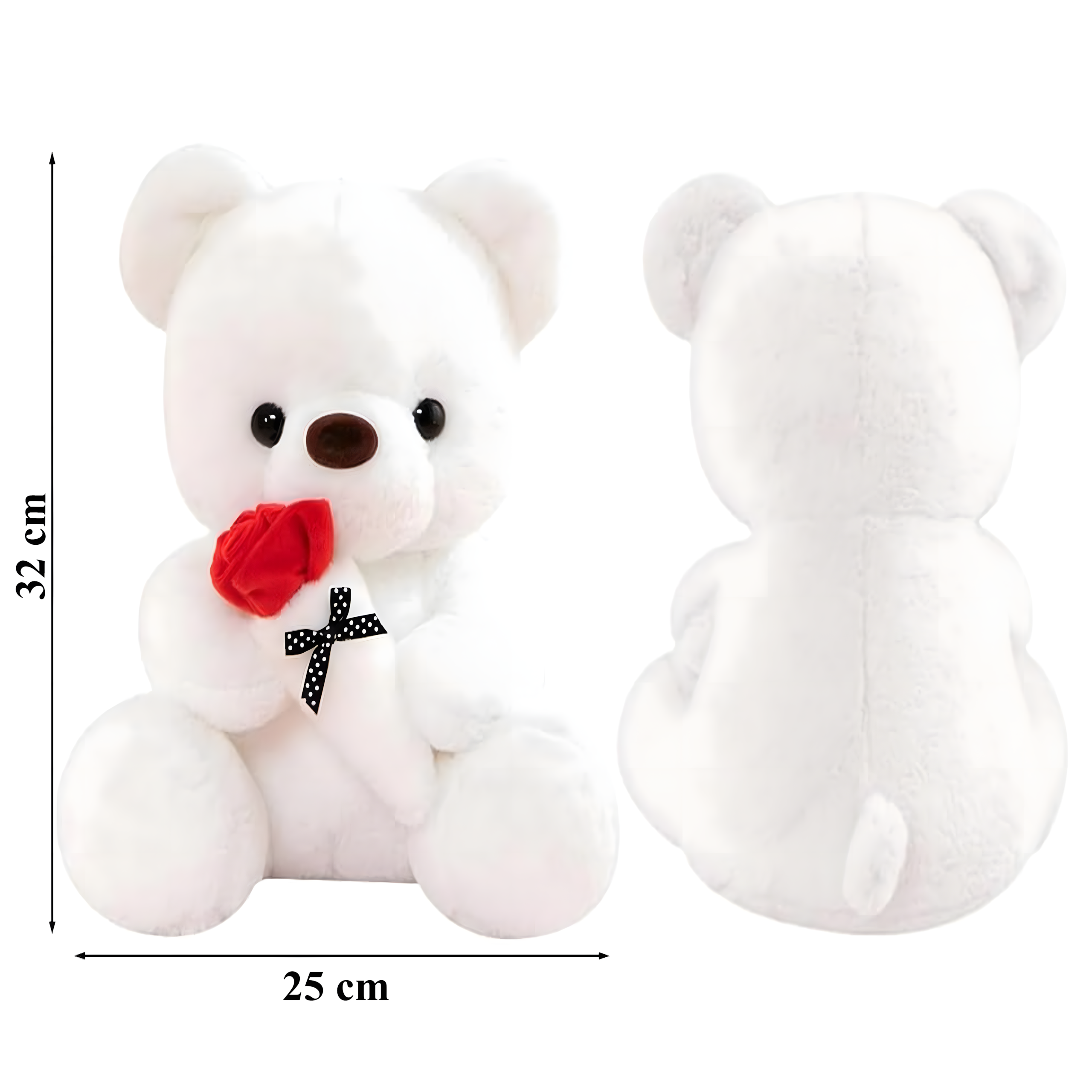 40x Valge kaisukaru tüdrukule 32 cm punase roosi ja lipsuga