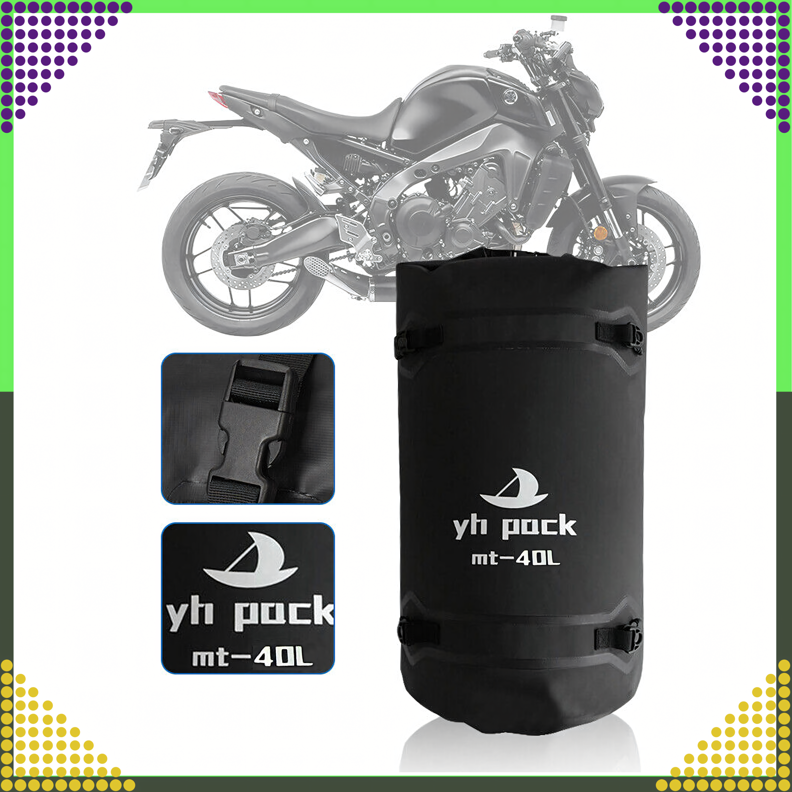 Veekindel mootorrattakott mootorrattale, õlakott, pagas, külgkott 40L