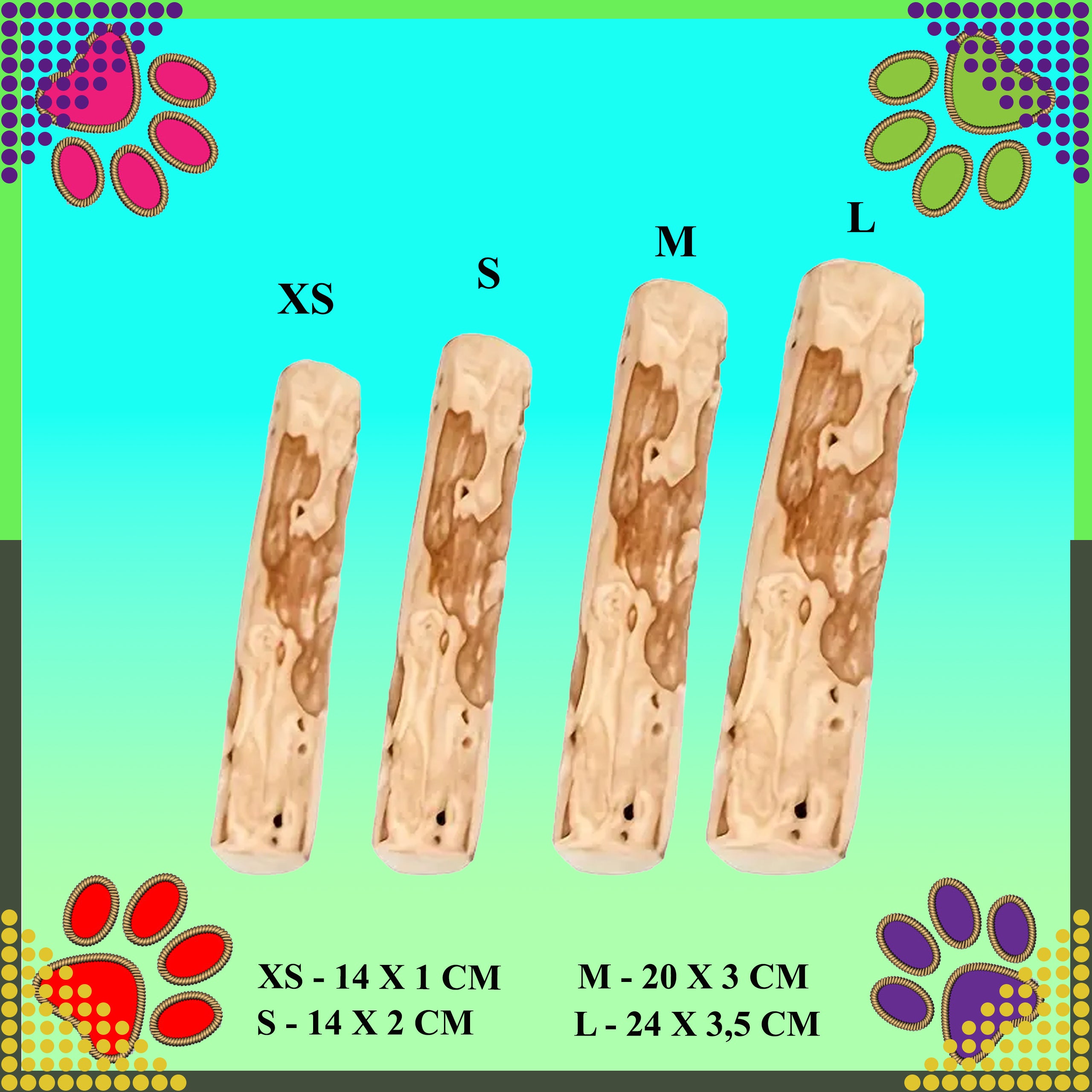 Puidust närimisleluga loomulik koertele, vastupidav mänguasi 14x2cm