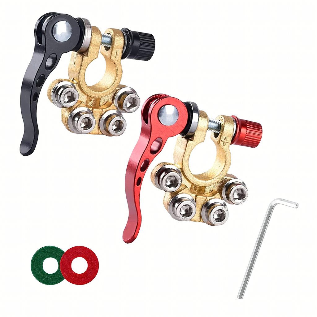 2x klemmiklambrid ühendusklemmid aku klemmid positiivne negatiivne komplekt 6-24V