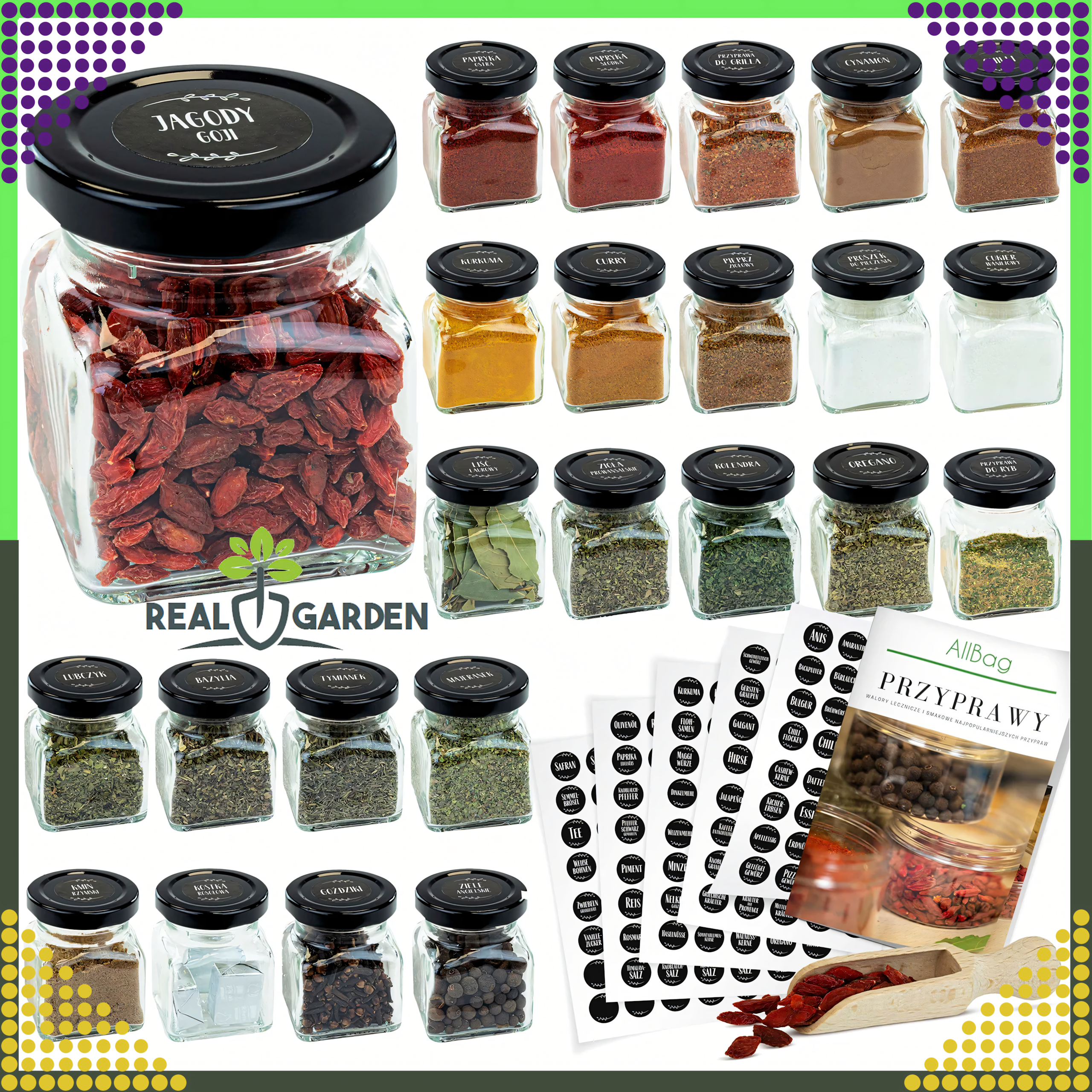 Vürtsipurgid 120ml 24 tk koos 200 kleepsu, lusika ja raamatuga