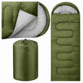 2-in-1 Mummy Sleeping Bag 210×70cm Warm with Hood and Cover Green (F5)