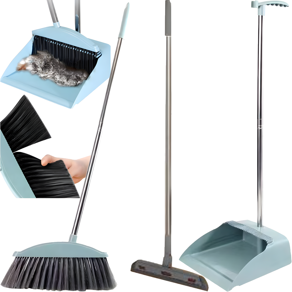 Cleaning Kit with Broom, Dustpan, Stick, and Window Washer