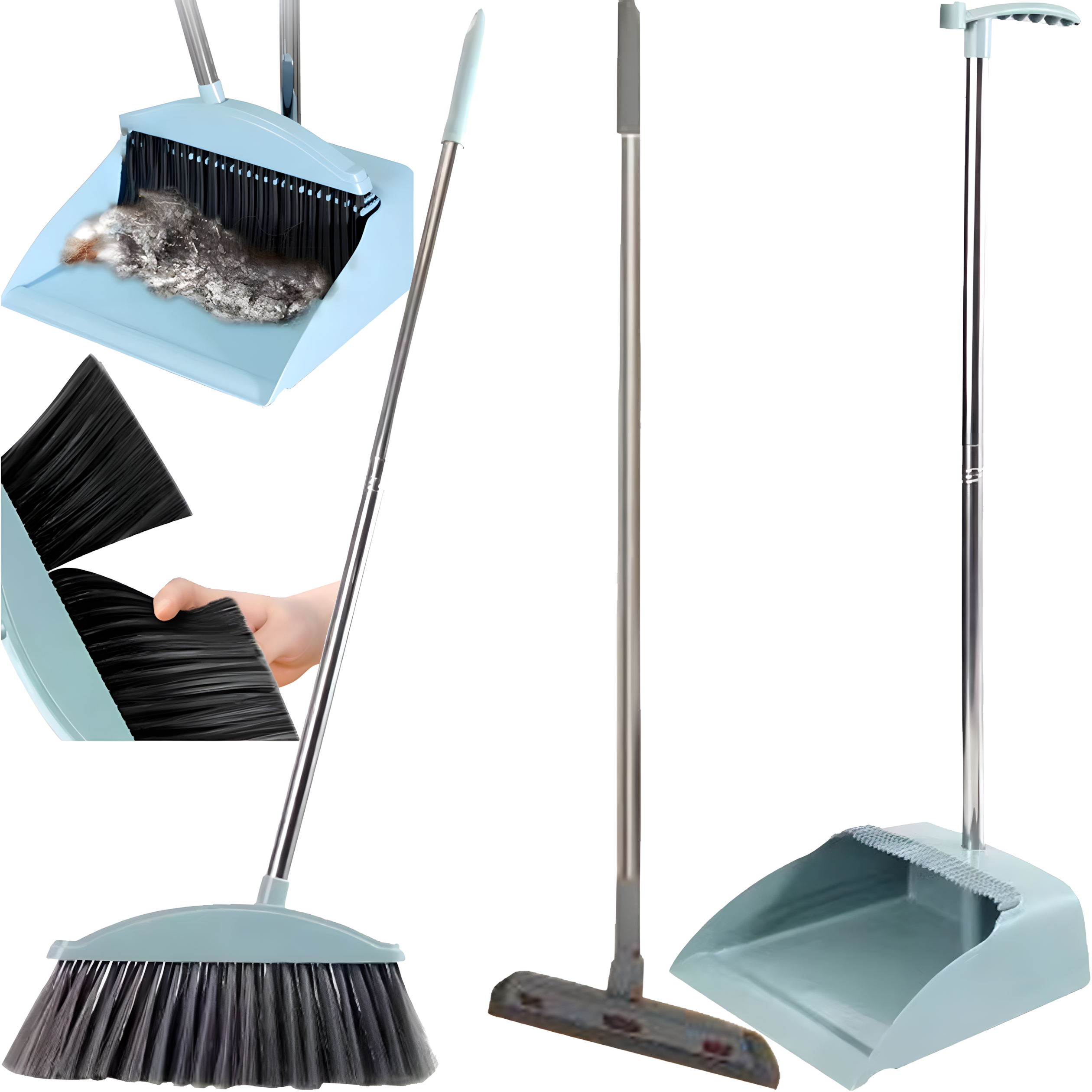 Cleaning Kit with Broom, Dustpan, Stick, and Window Washer