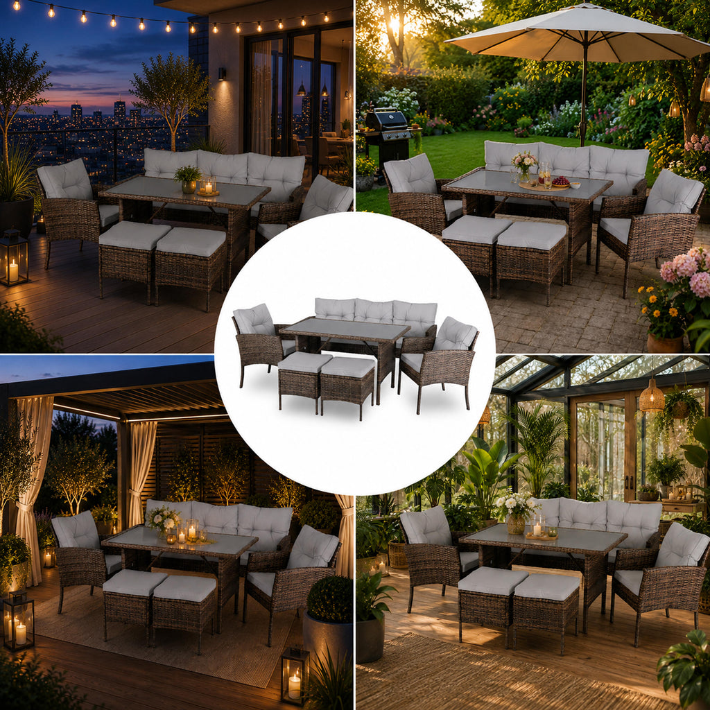 6-Piece Outdoor Rattan Furniture Set for Patio and Garden