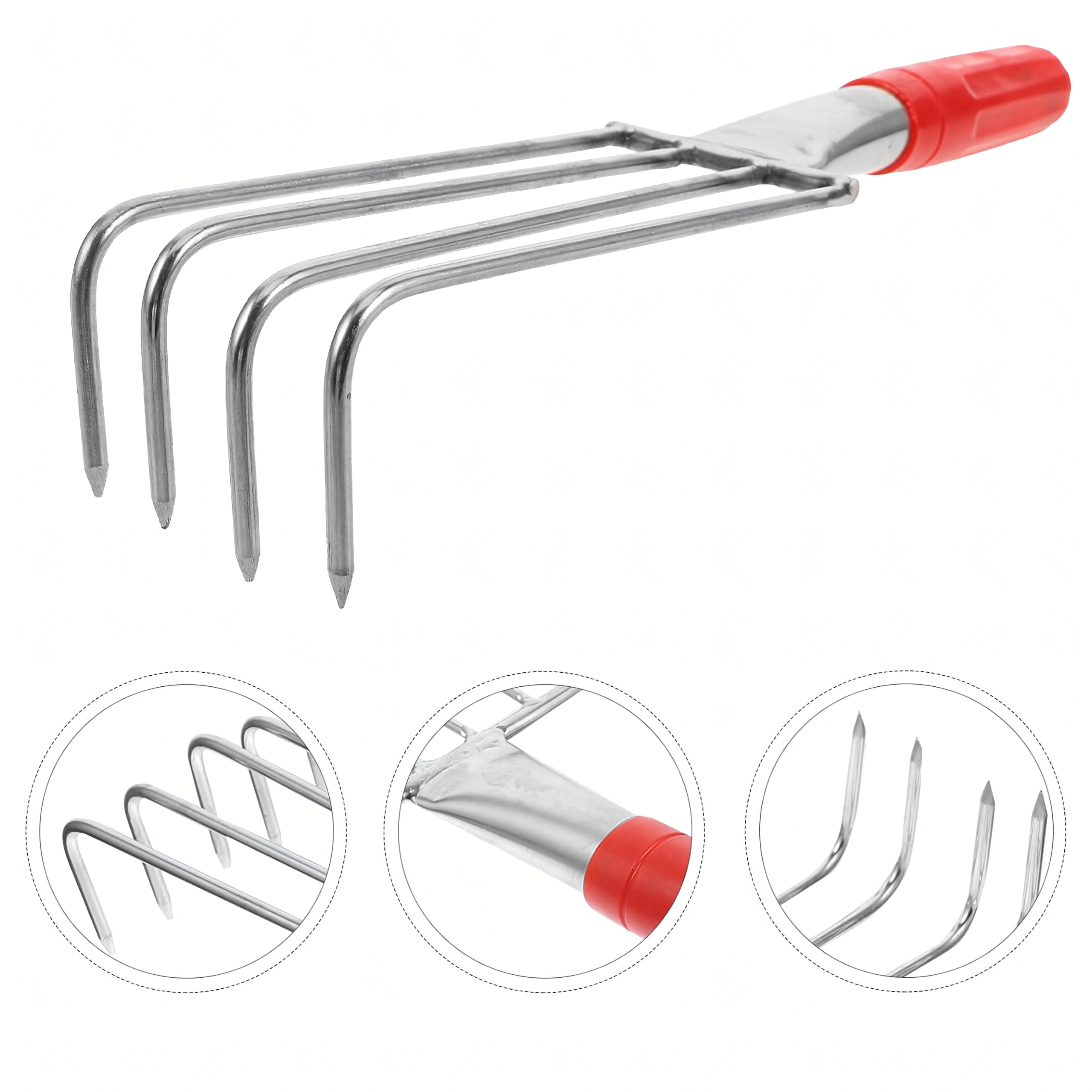 Metal Garden Rake with 4 Tines 32 cm