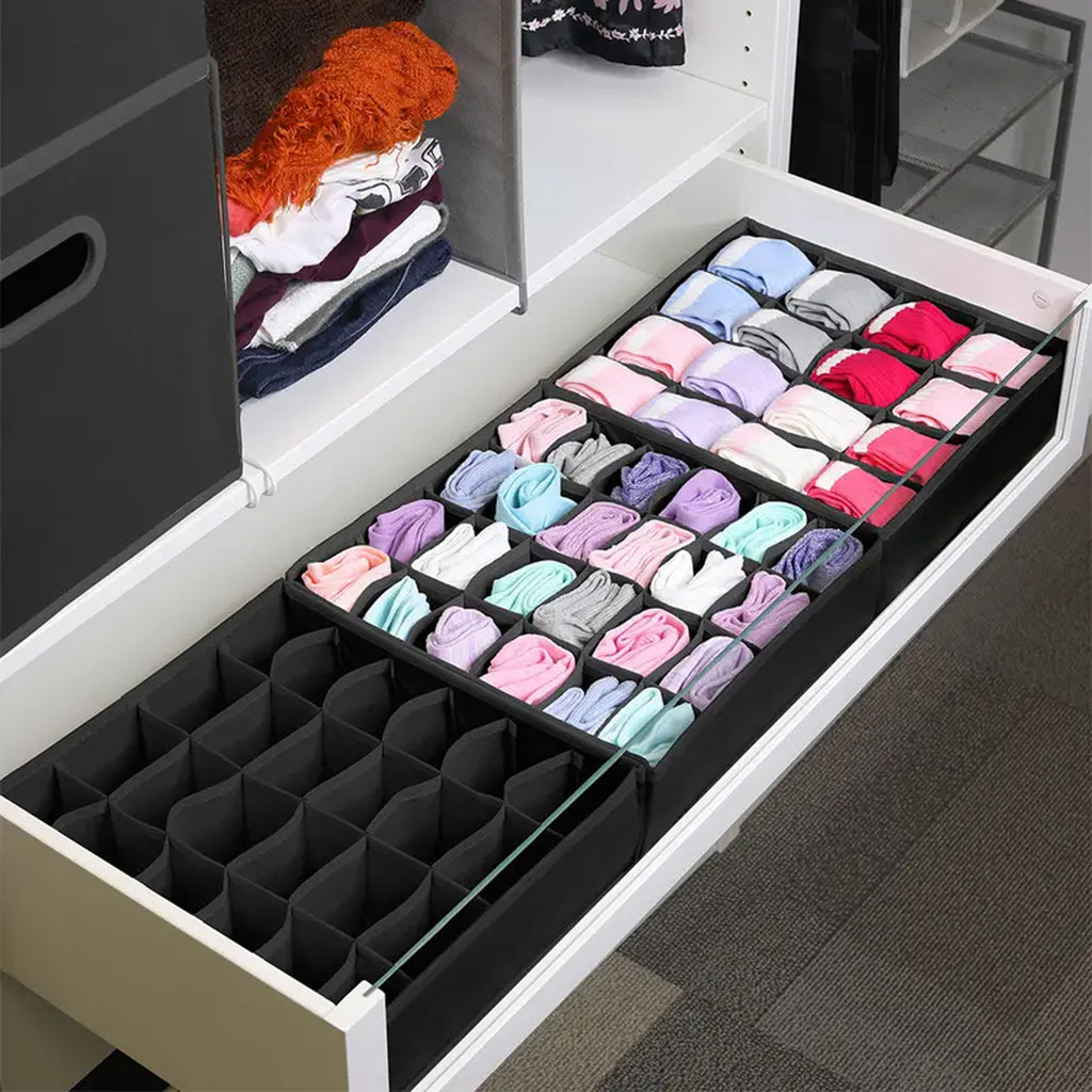 Underwear Organizer for Socks Drawer Insert with 24 Compartments