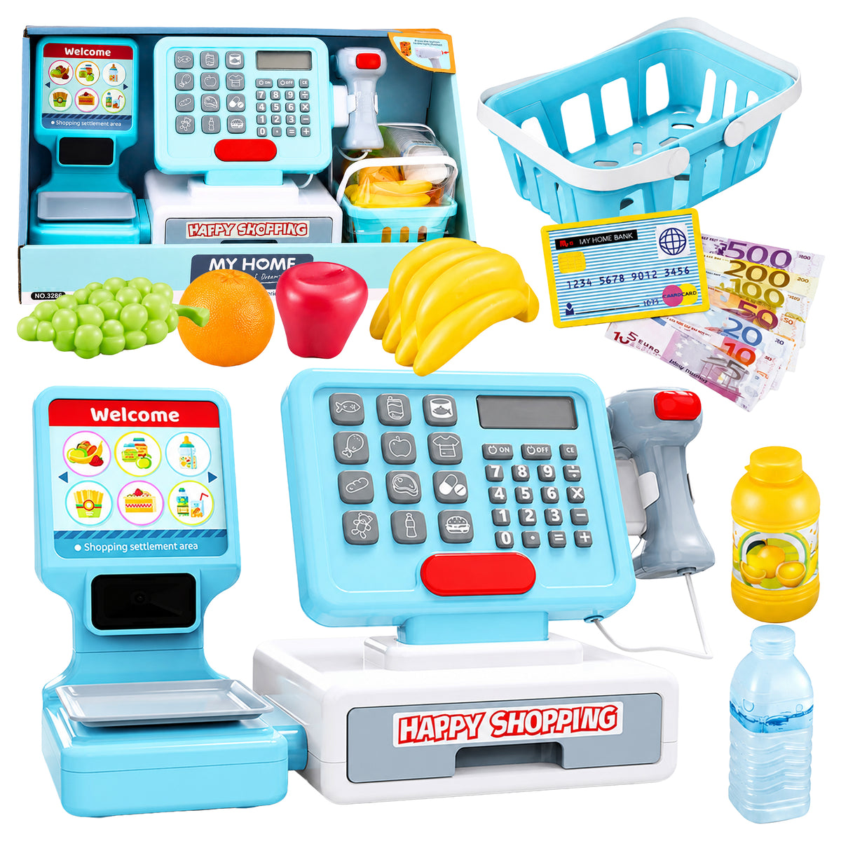 Interactive Toy Cash Register Set XXL with Scanner, Basket, and Scale