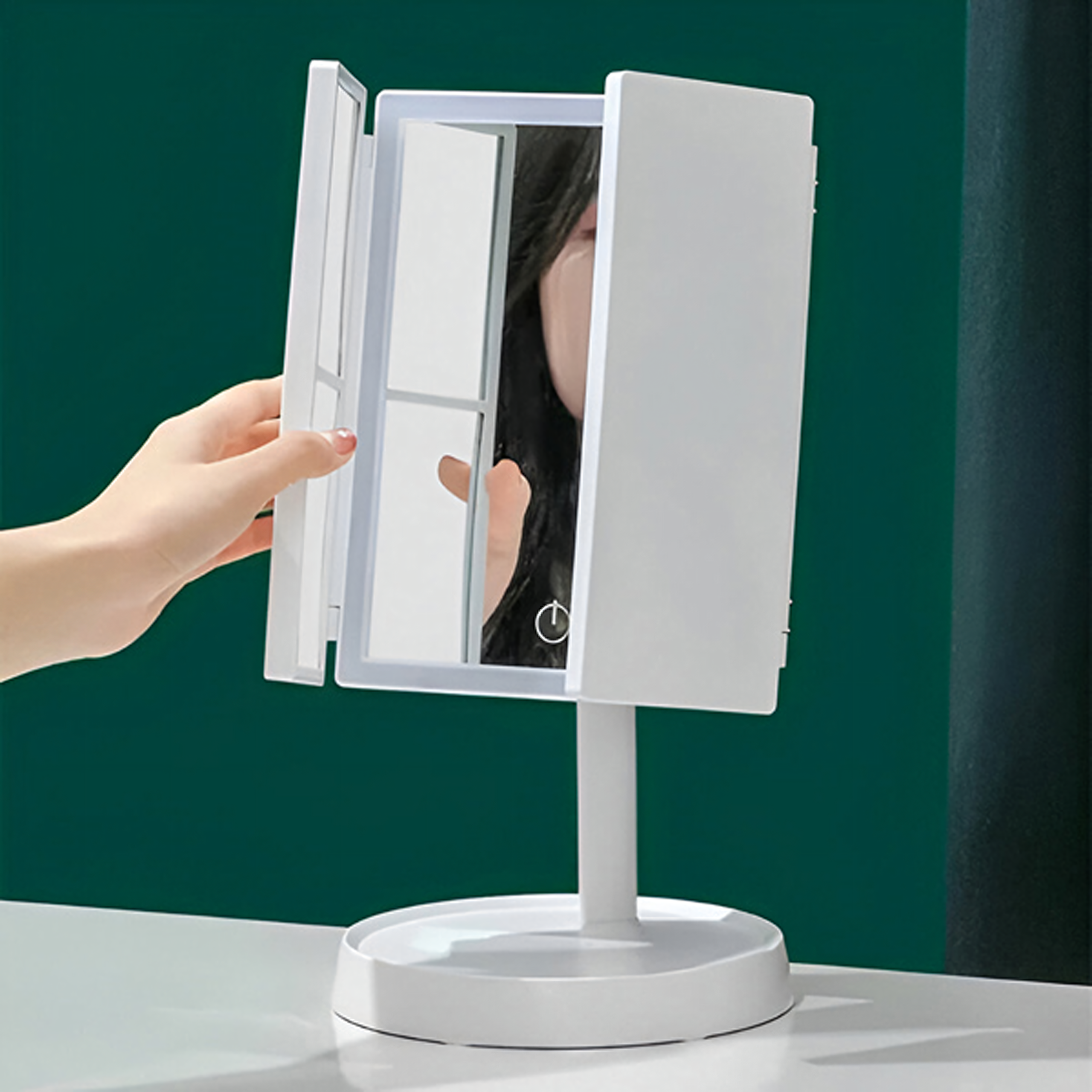 Led Illuminated Cosmetic Mirror Foldable Makeup Mirror x3