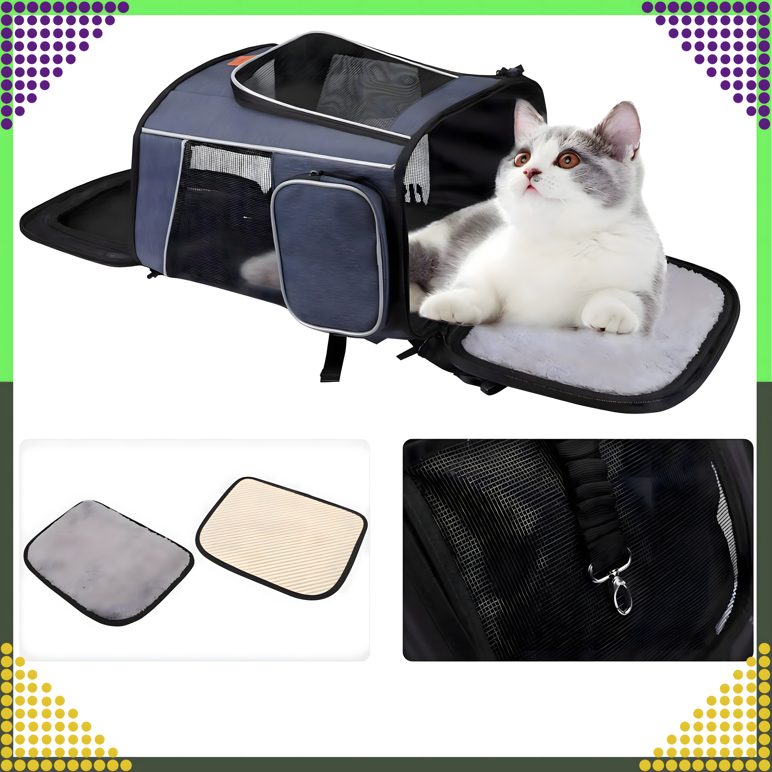 Seljakott kassile ja koerale, õhutatav transpordikott, suur loomakandja