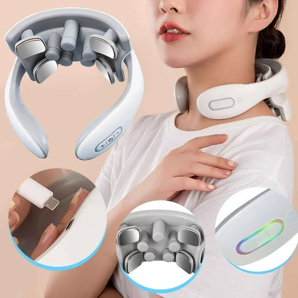 Wireless Pulsating Neck and Back Massager with Heating and EMS