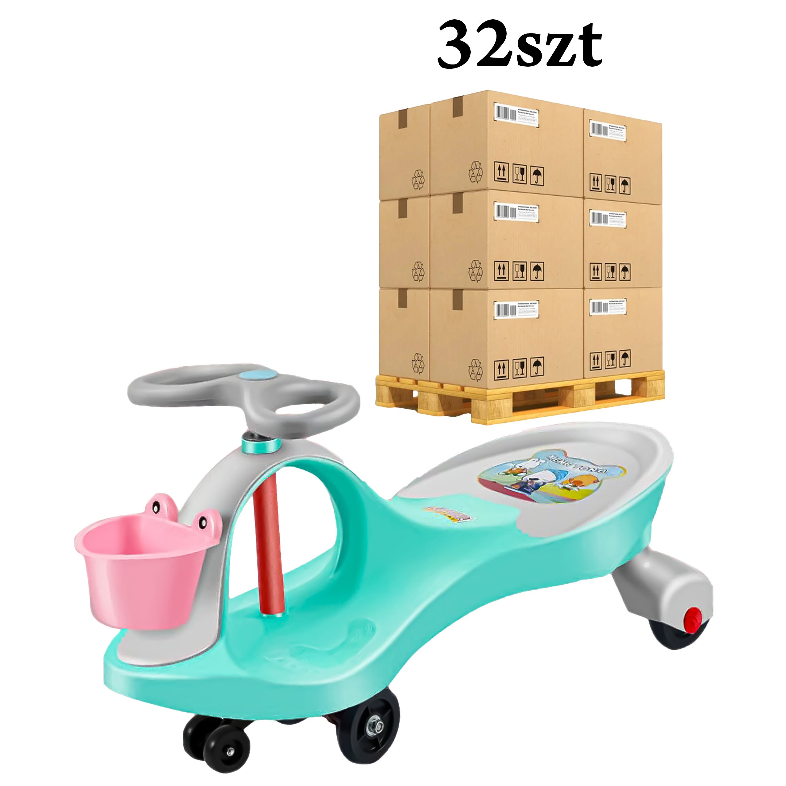 Lastele mõeldud tasakaalu ja kiikumisega Ride On lükatav auto gravitatsioonisõiduk