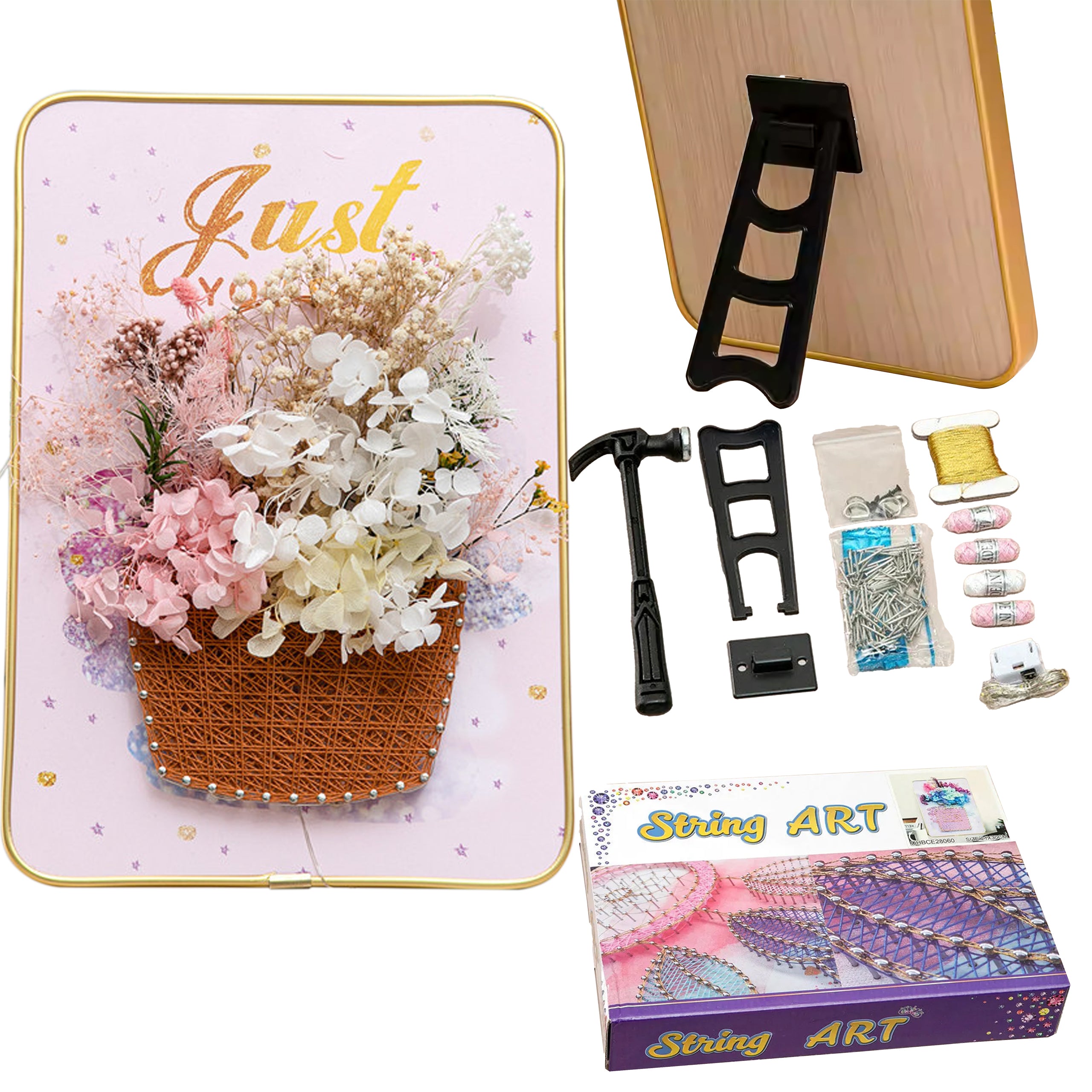 Loominguline komplekt niidikunstiks, Interroad tikkimine, LED-pilt raamis 21x30 cm