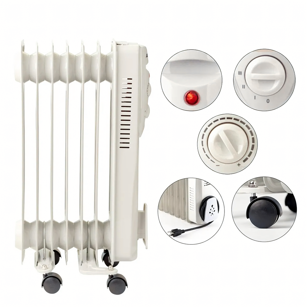 Electric Oil Radiator Thermostat Energy-Saving 1500W 7-Rib Large