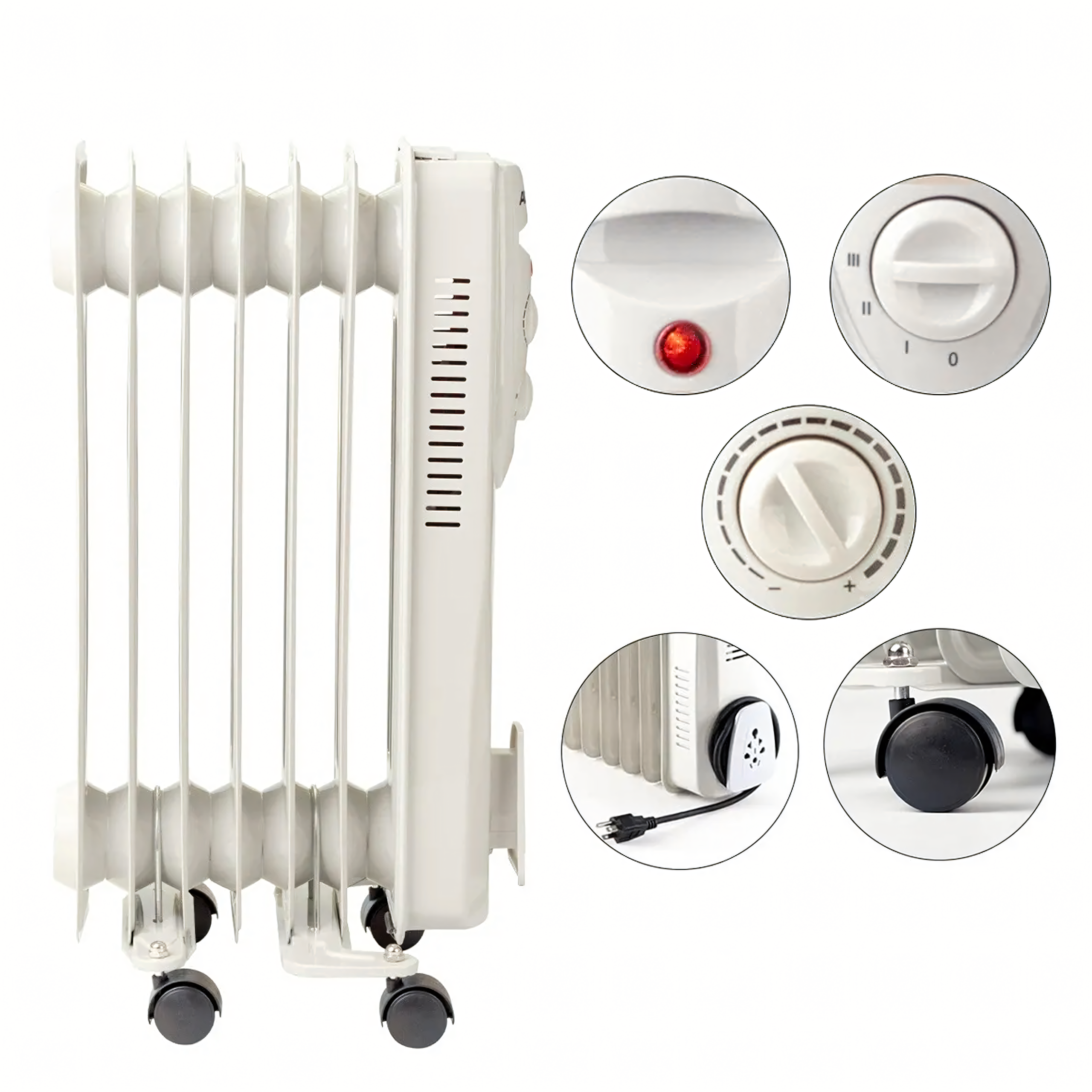 Electric Oil Radiator Thermostat Energy-Saving 1500W 7-Rib Large