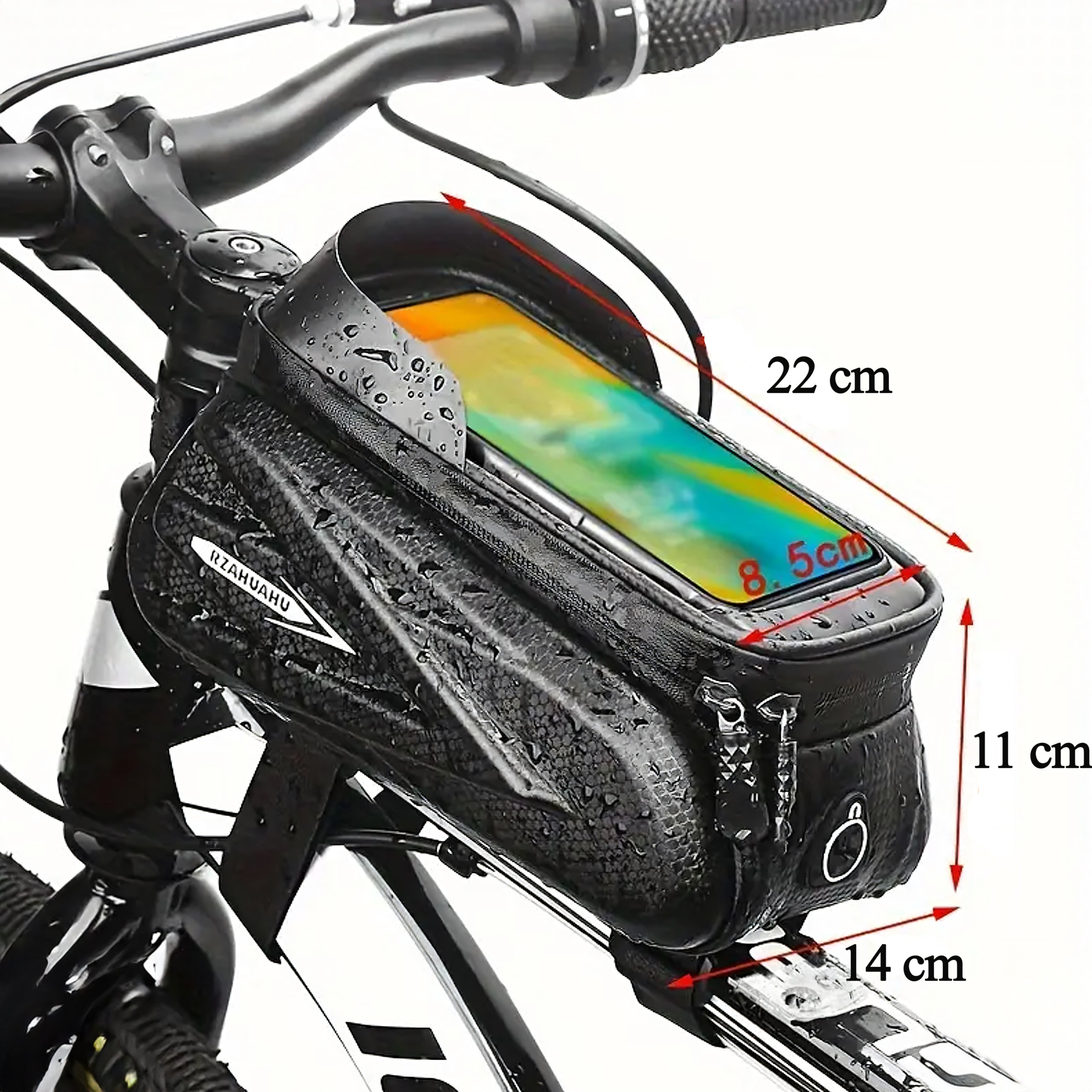 Waterproof Bicycle Handlebar Bag with Touchscreen Phone Case