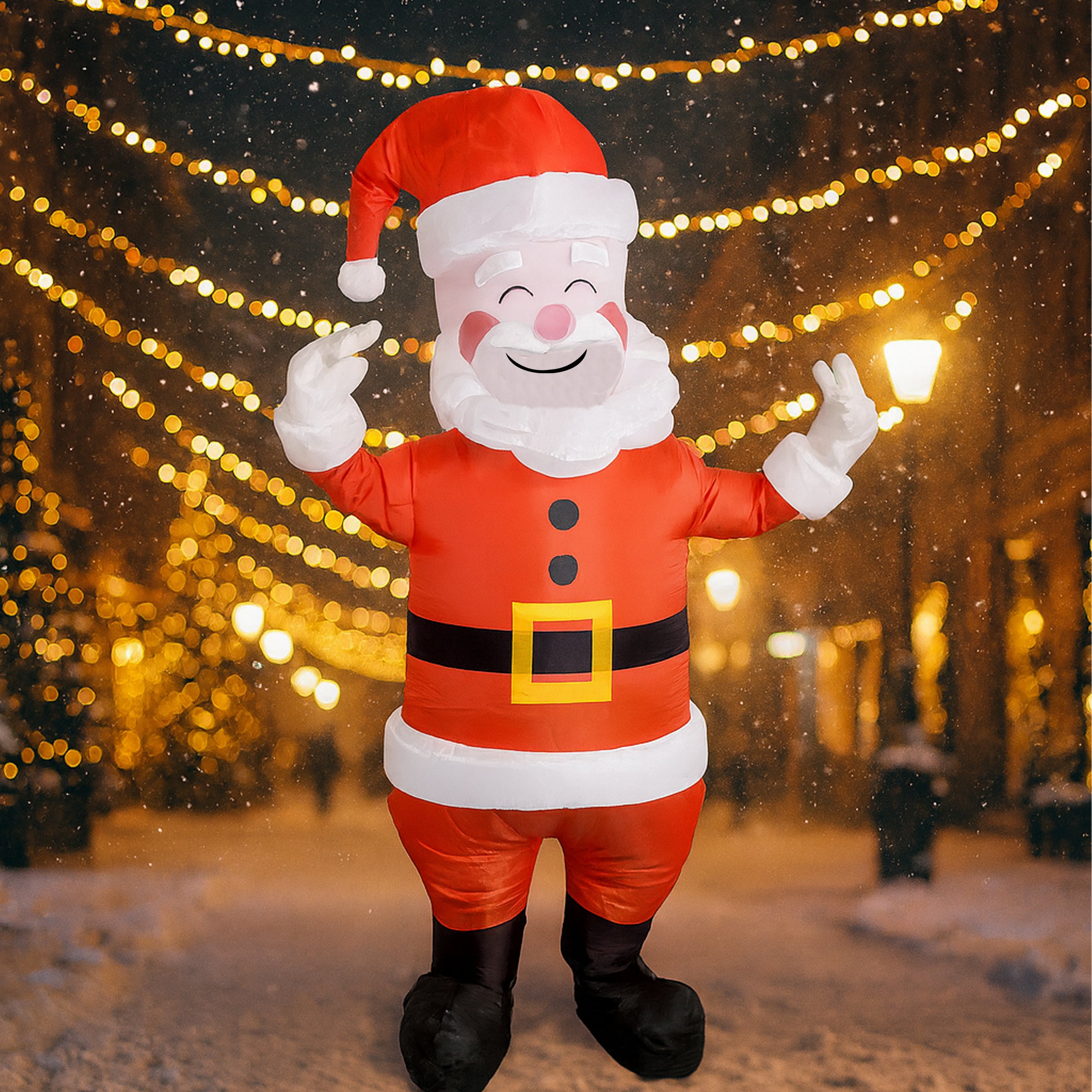 Täispuhutav jõuluvana kostüüm, karnevalikostüüm jõulupeoks, jõuluvana