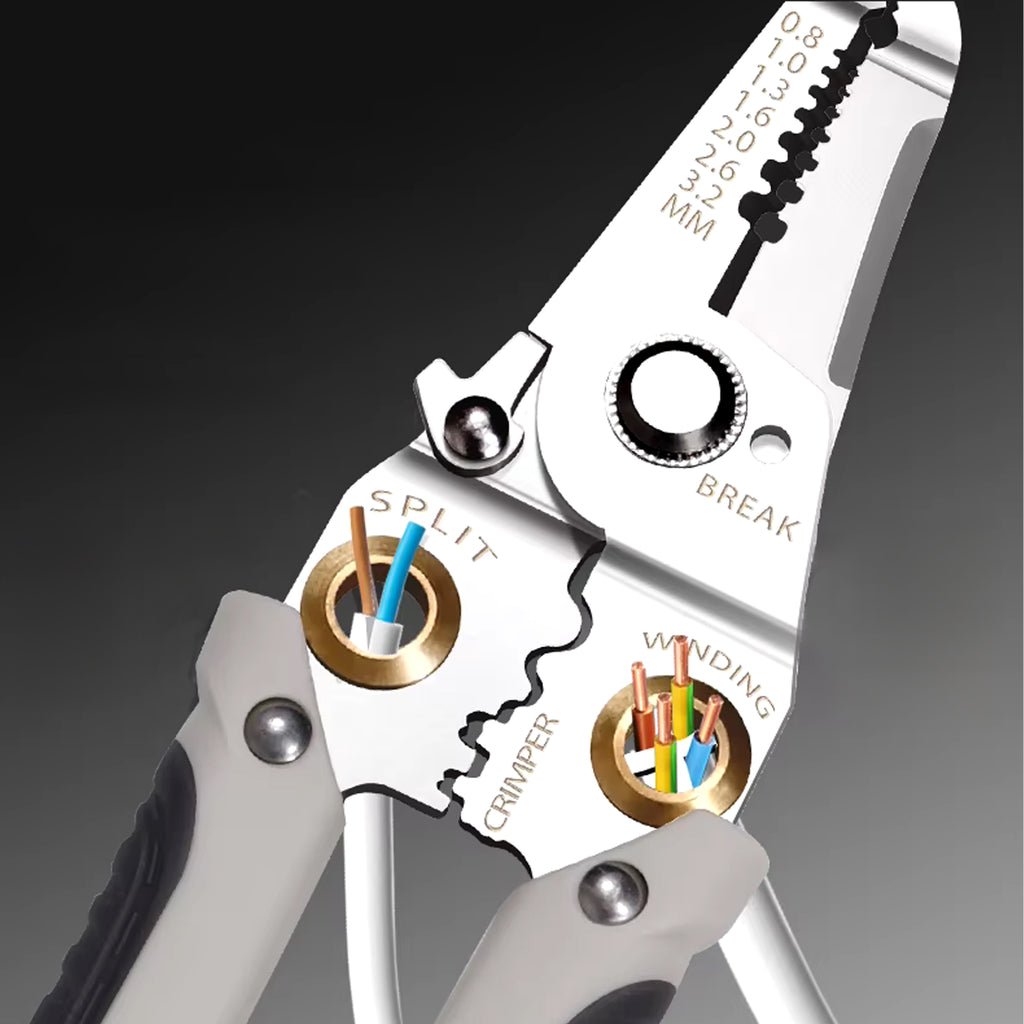 7-in-1 Cable Insulation Stripping and Connector Crimping Pliers 0.8-3.2 mm